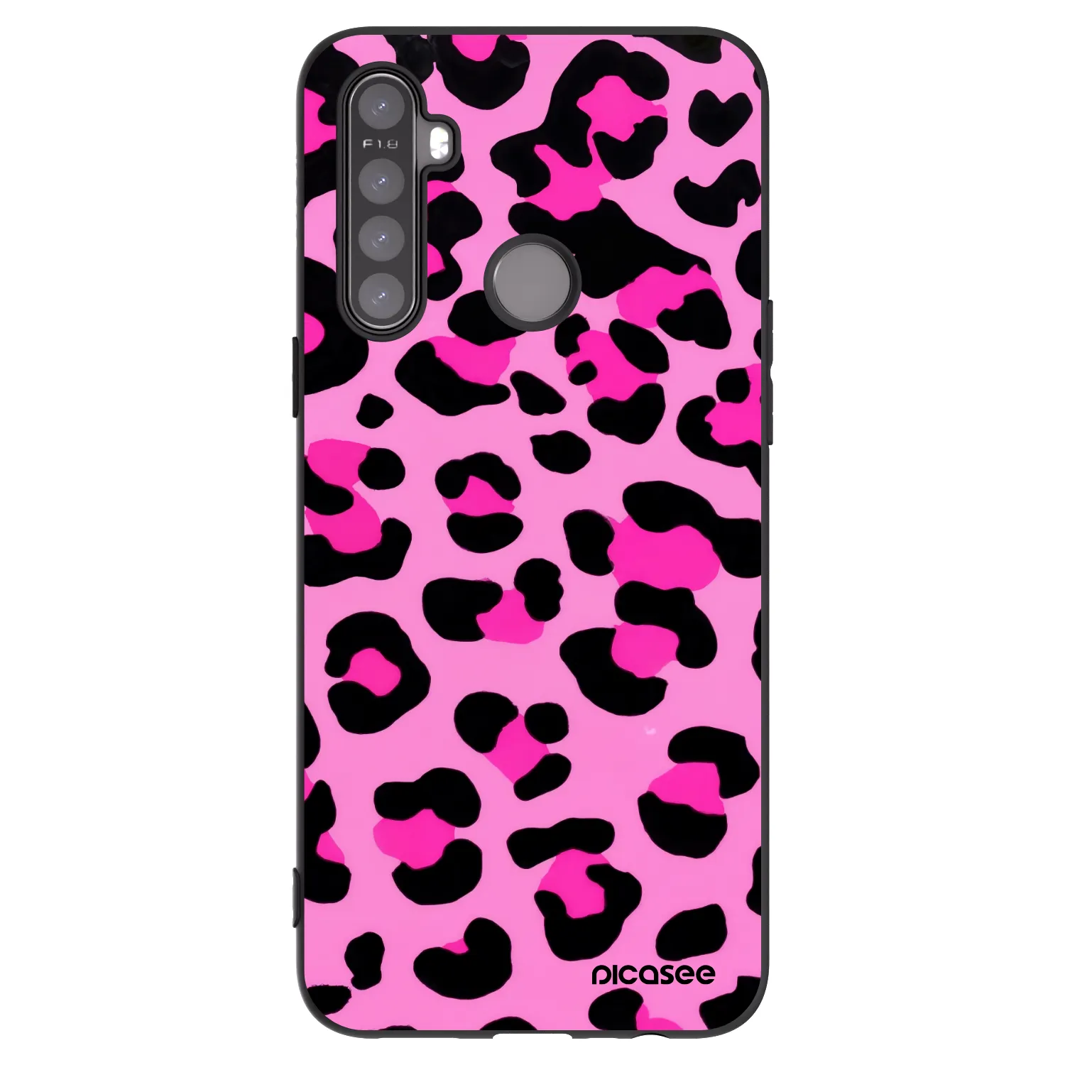 Picasee Μαύρη θήκη σιλικόνης για Realme 5 - Pink Tiger