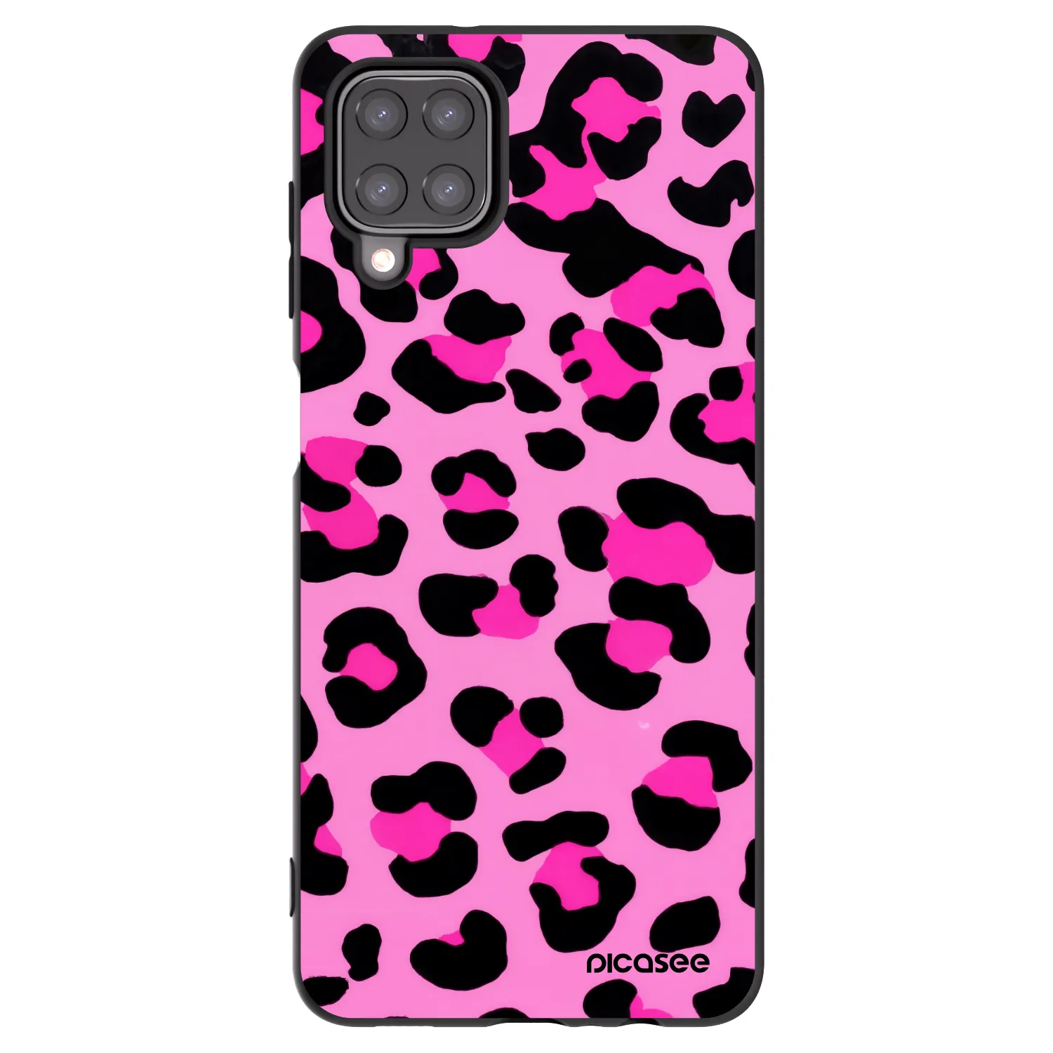 Picasee Μαύρη θήκη σιλικόνης για Samsung Galaxy A12 A125F - Pink Tiger