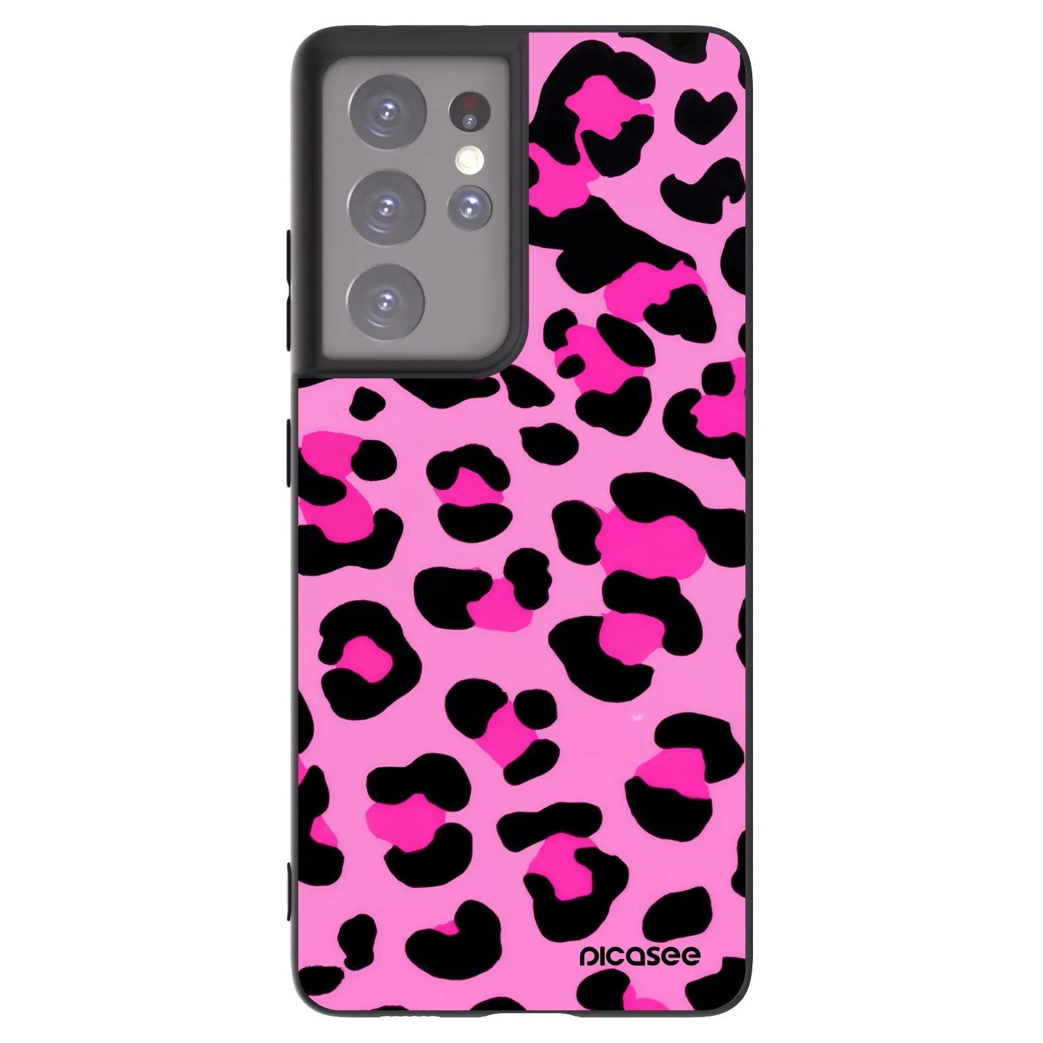 Picasee Μαύρη θήκη σιλικόνης για Samsung Galaxy S21 Ultra 5G G998B - Pink Tiger