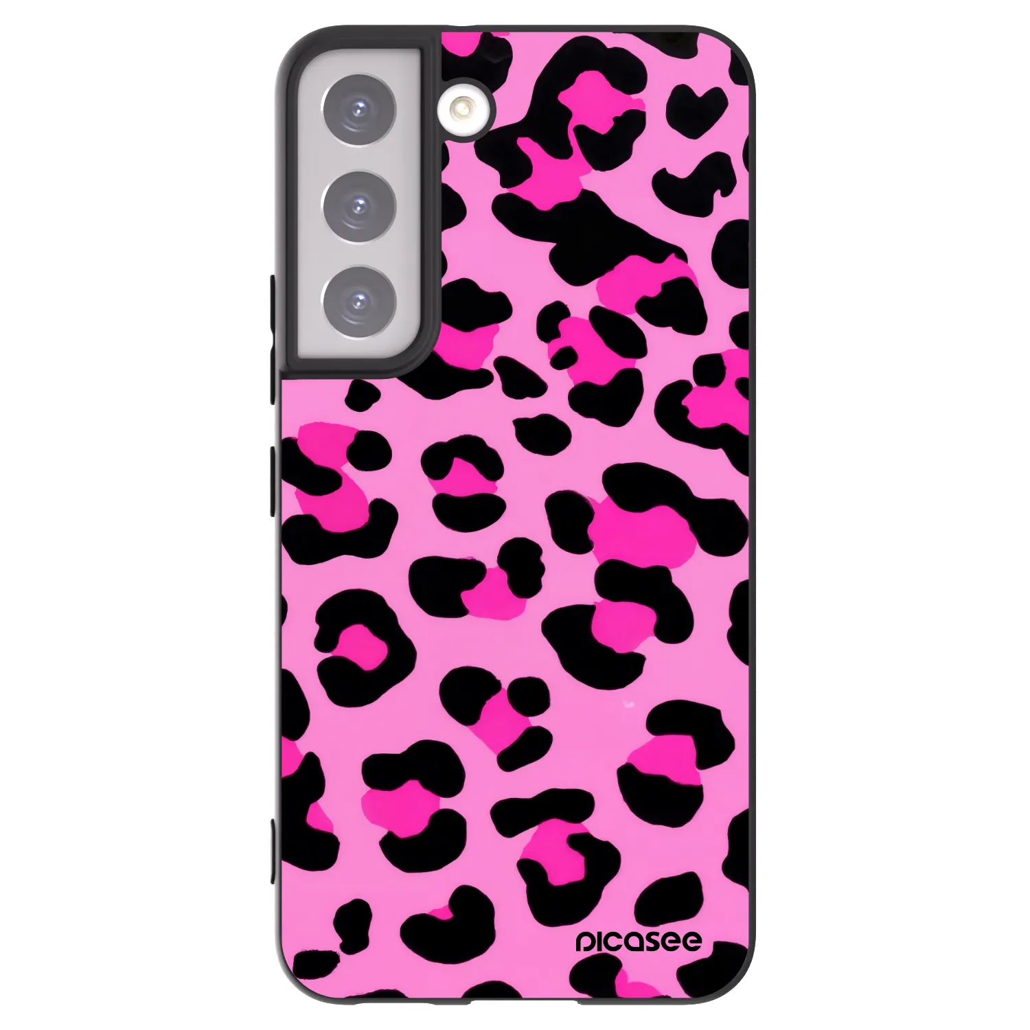 Picasee Μαύρη θήκη σιλικόνης για Samsung Galaxy S22 5G - Pink Tiger