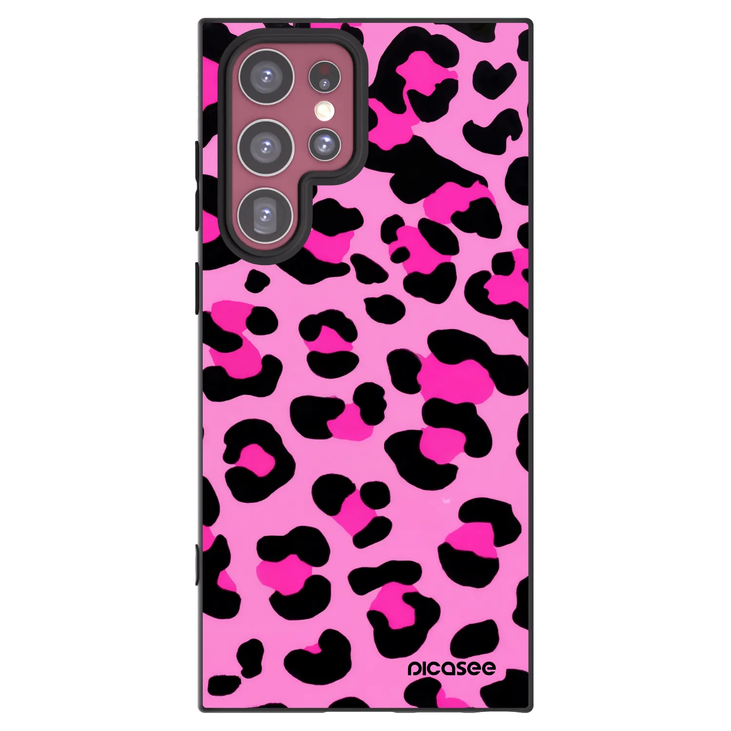 Picasee Μαύρη θήκη σιλικόνης για Samsung Galaxy S22 Ultra 5G - Pink Tiger