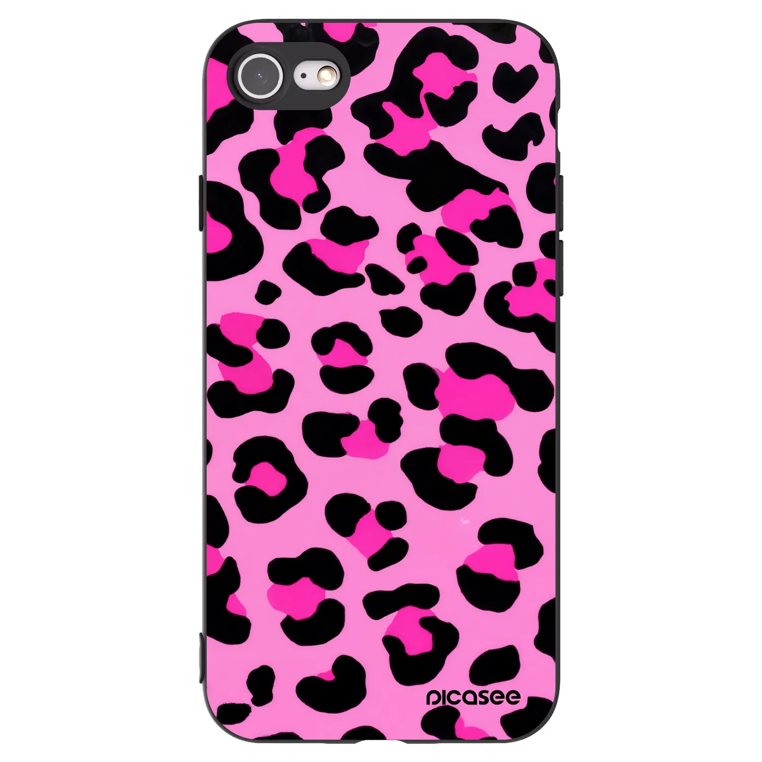 Picasee Μαύρη θήκη σιλικόνης για Apple iPhone SE 2022 - Pink Tiger