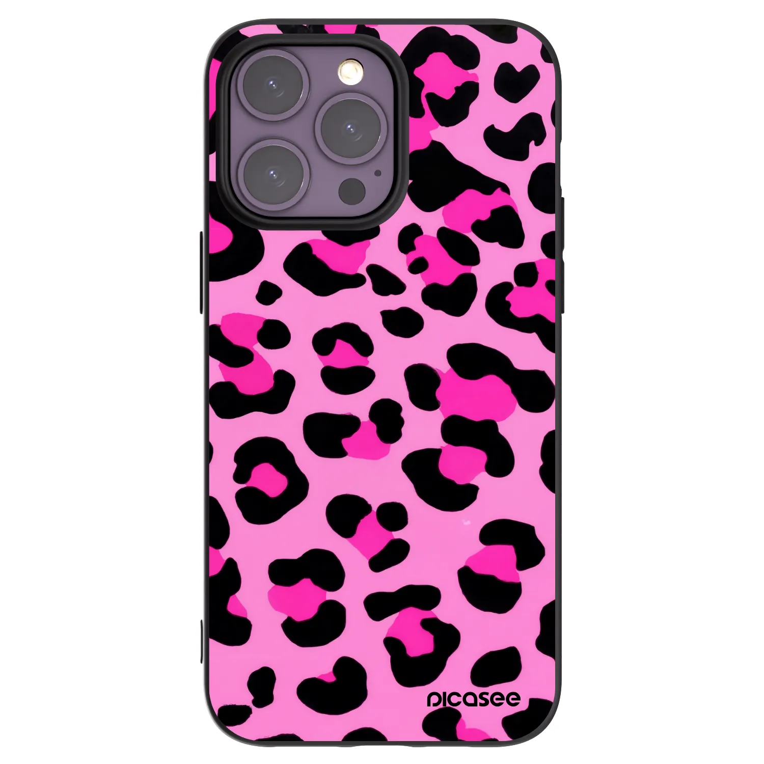 Picasee Μαύρη θήκη σιλικόνης για Apple iPhone 14 Pro Max - Pink Tiger