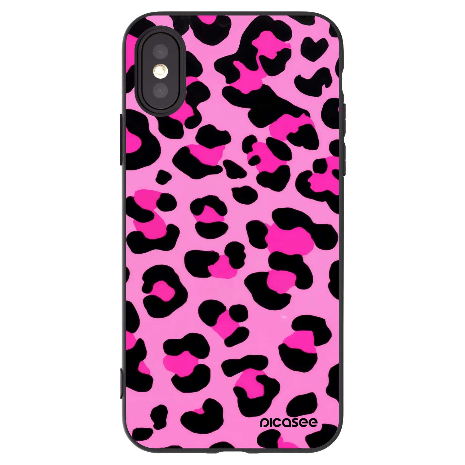 Picasee Μαύρη θήκη σιλικόνης για Apple iPhone X/XS - Pink Tiger