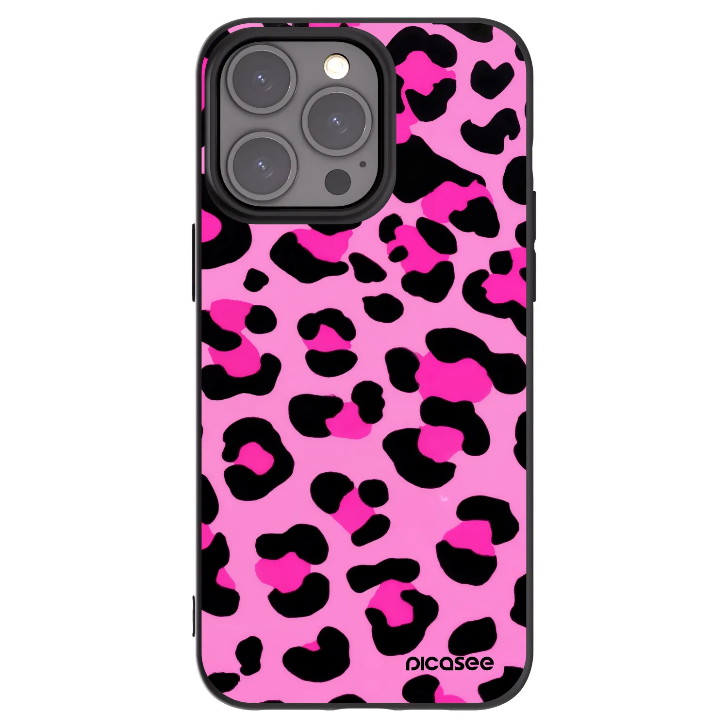 Picasee Μαύρη θήκη σιλικόνης για Apple iPhone 15 Pro Max - Pink Tiger