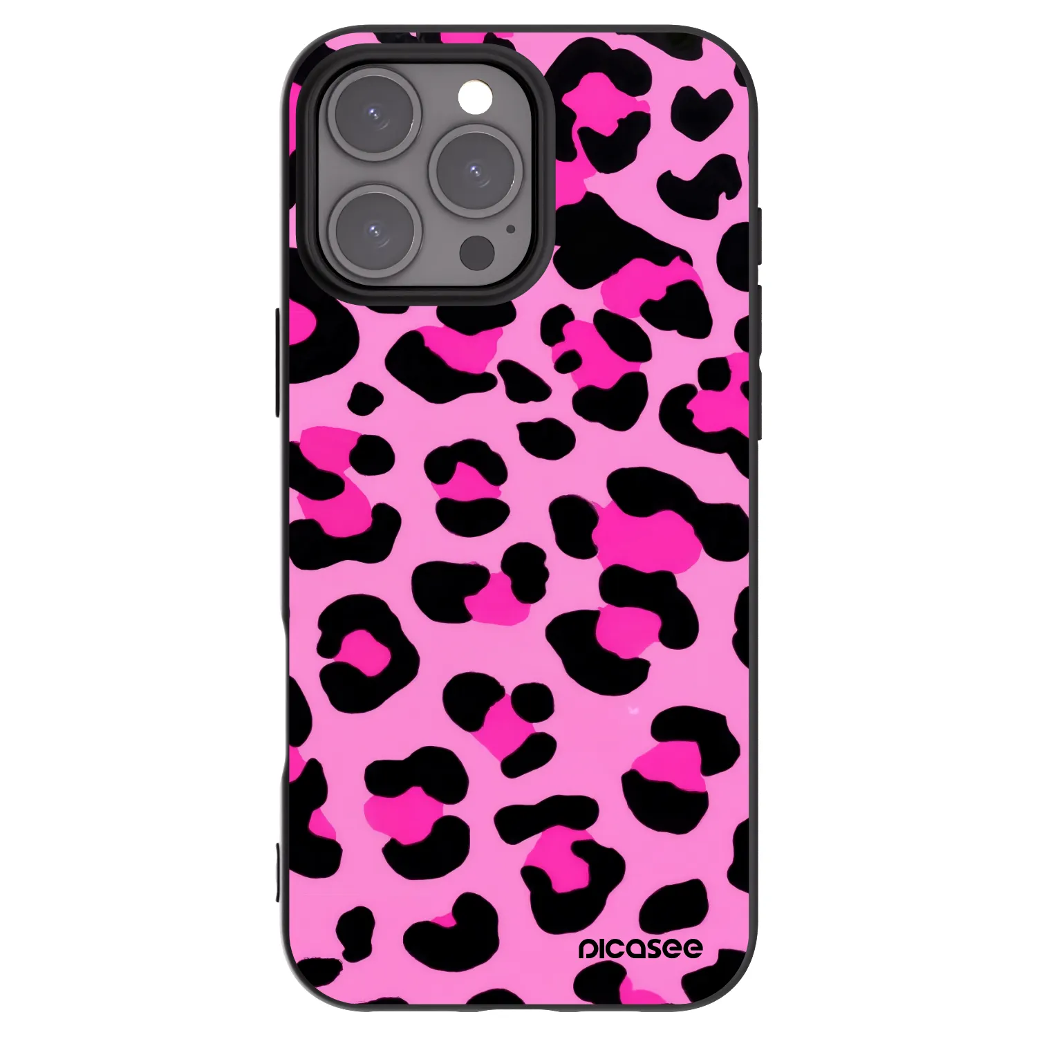 Picasee Μαύρη θήκη σιλικόνης για Apple iPhone 16 Pro Max - Pink Tiger
