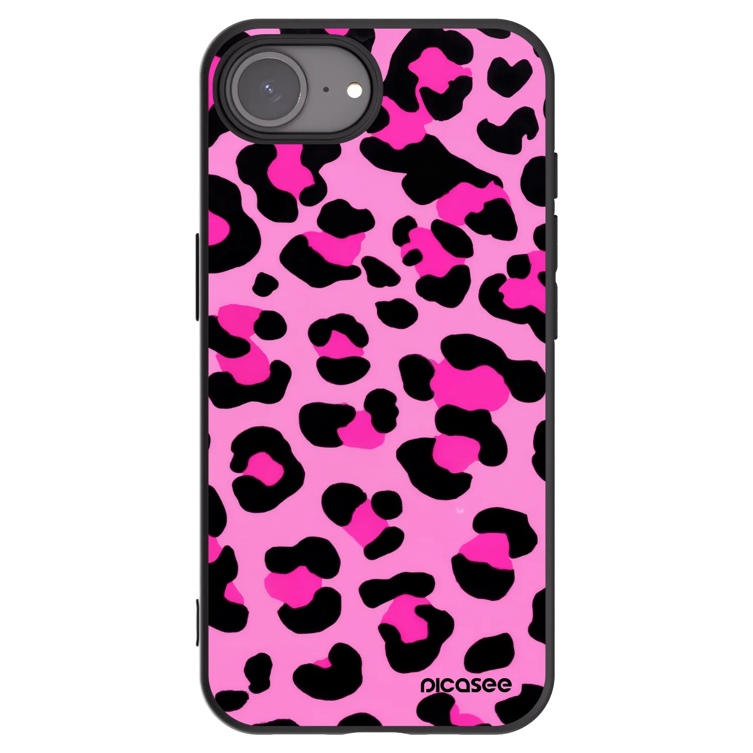 Picasee Μαύρη θήκη σιλικόνης για Apple iPhone 16e - Pink Tiger