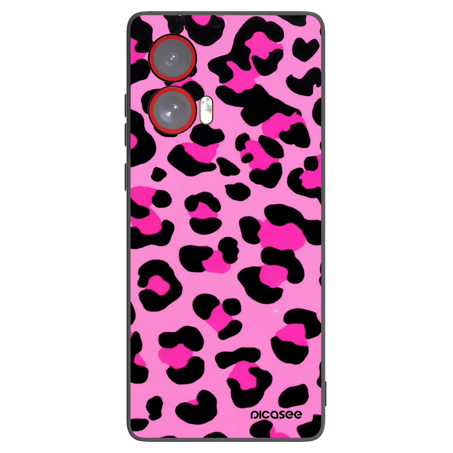 Picasee Μαύρη θήκη σιλικόνης για Motorola Edge 50 Fusion - Pink Tiger