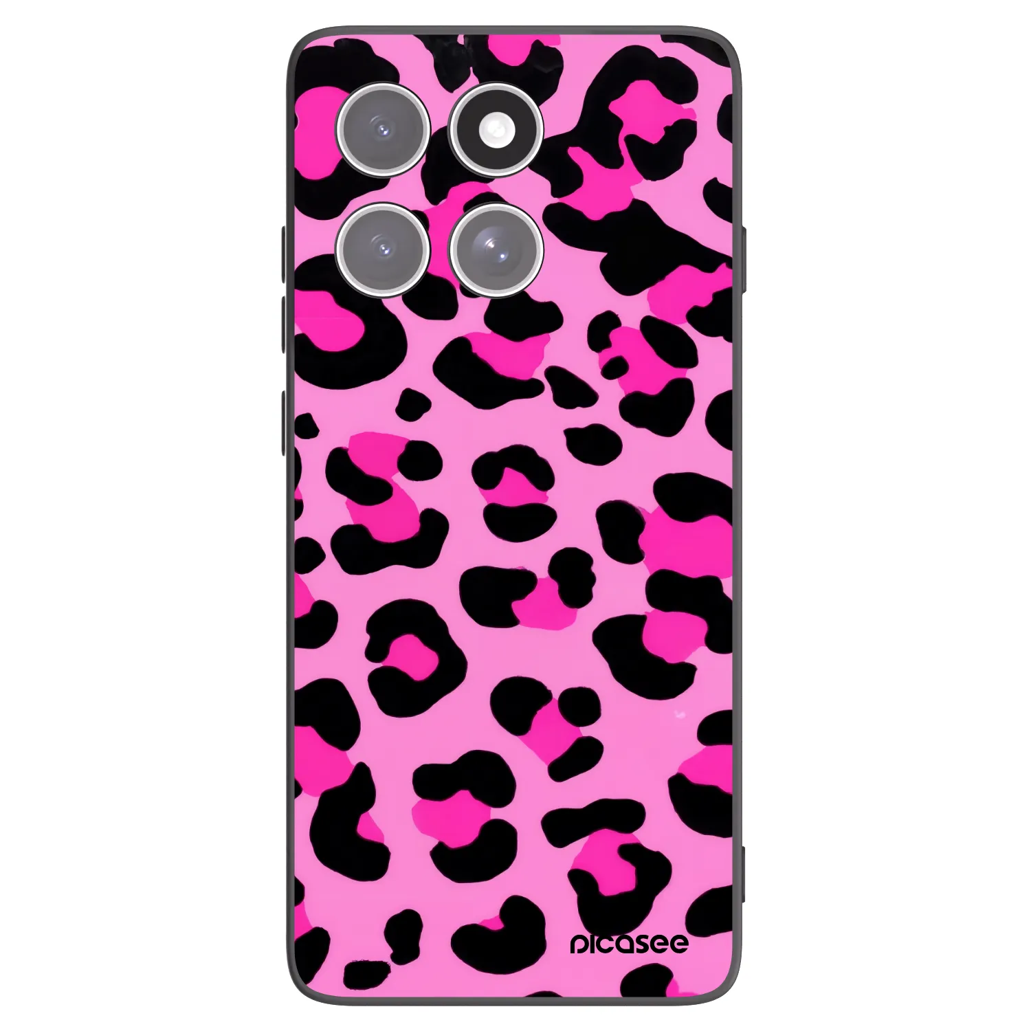 Picasee Μαύρη θήκη σιλικόνης για Motorola Edge 60 Fusion - Pink Tiger