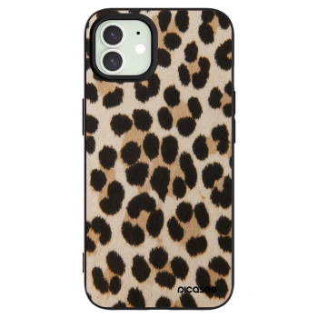 Picasee Μαύρη θήκη σιλικόνης για Apple iPhone 12 - Brown Tiger