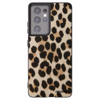 Picasee Μαύρη θήκη σιλικόνης για Samsung Galaxy S21 Ultra 5G G998B - Brown Tiger