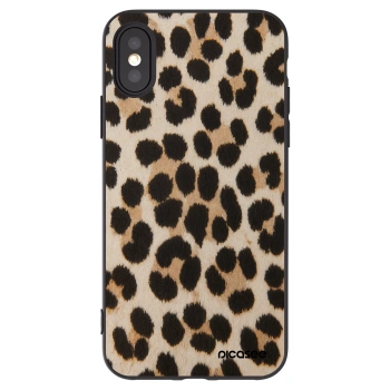 Picasee Μαύρη θήκη σιλικόνης για Apple iPhone X/XS - Brown Tiger