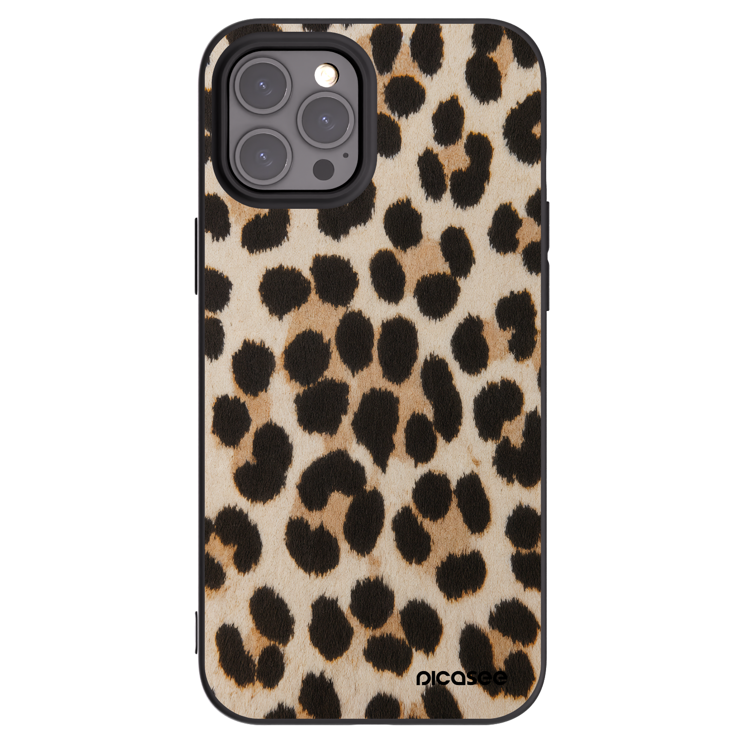 Picasee Μαύρη θήκη σιλικόνης για Apple iPhone 12 Pro Max - Brown Tiger