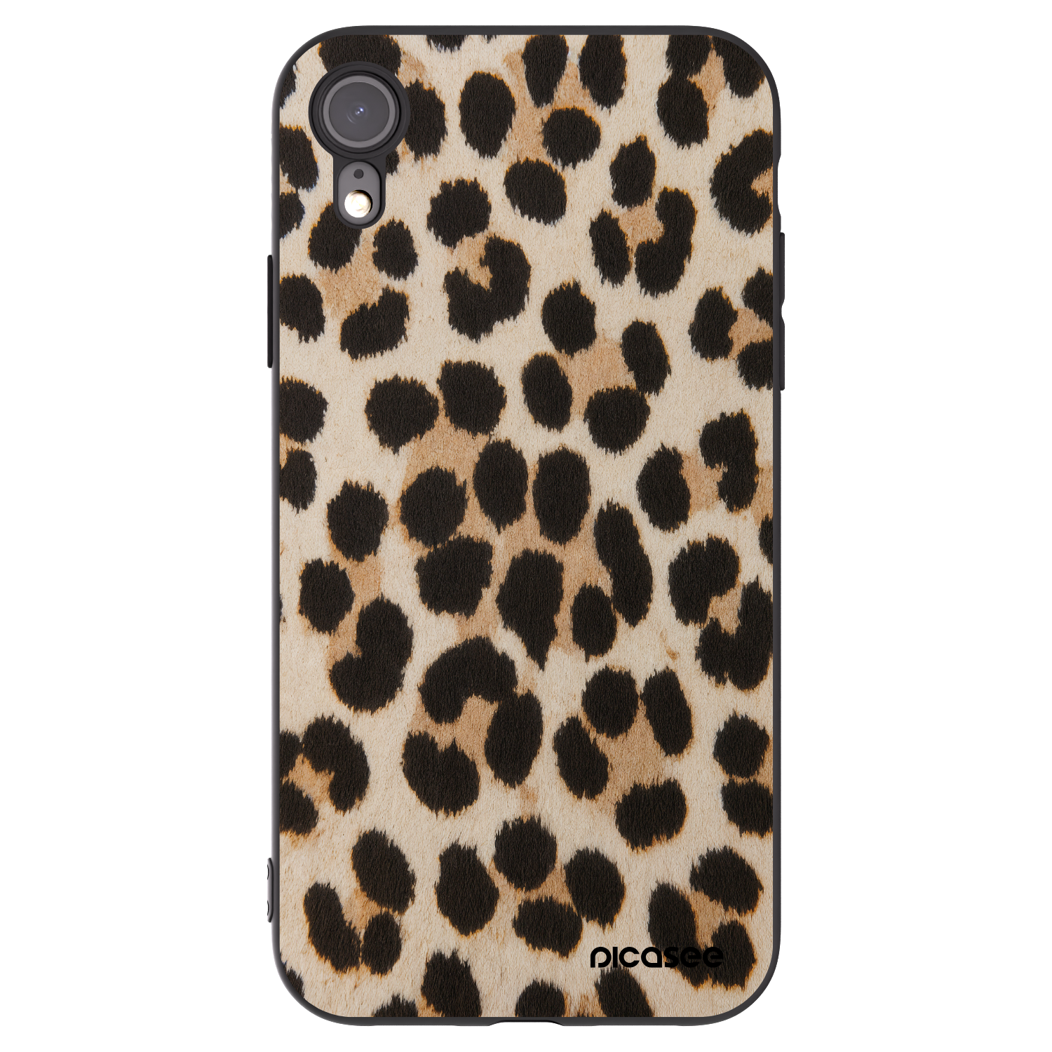 Picasee Μαύρη θήκη σιλικόνης για Apple iPhone XR - Brown Tiger