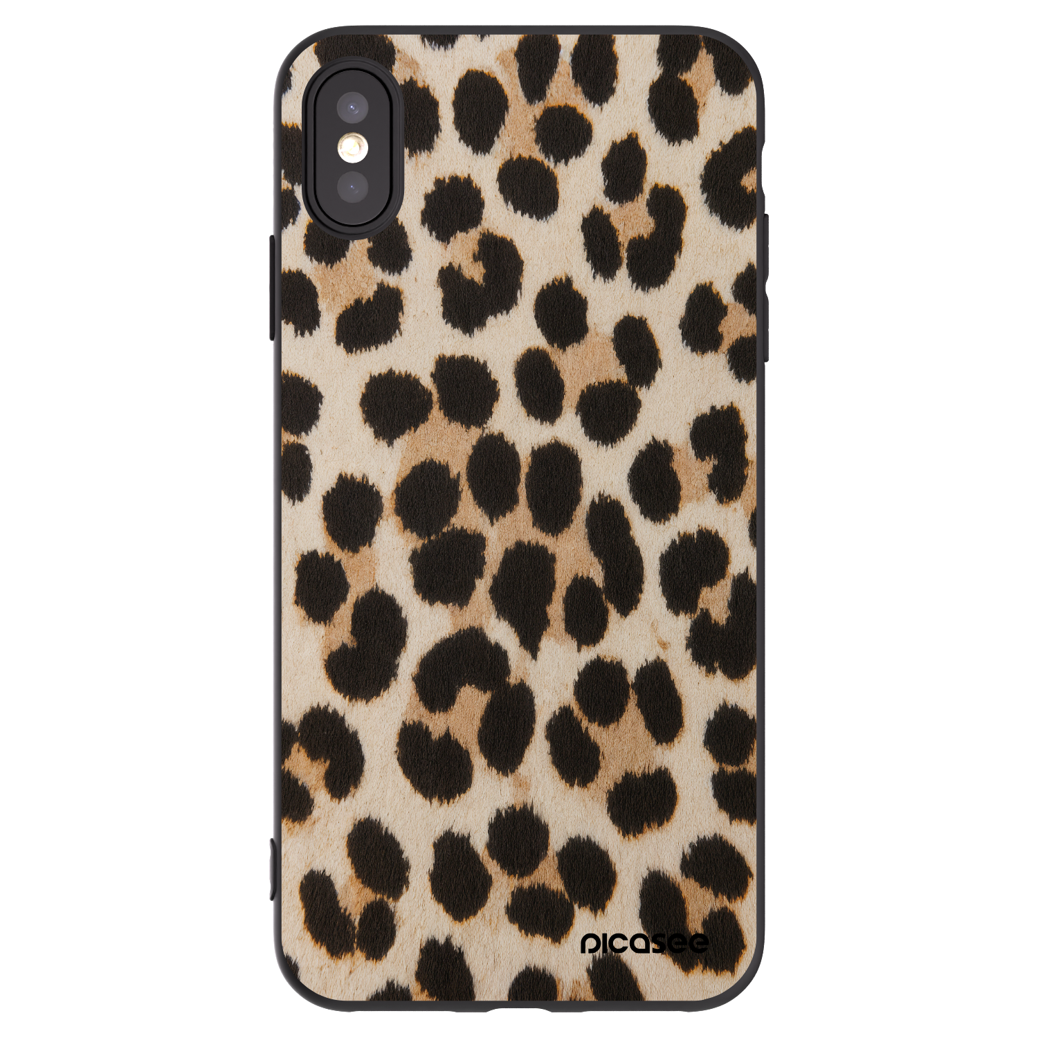 Picasee Μαύρη θήκη σιλικόνης για Apple iPhone XS Max - Brown Tiger