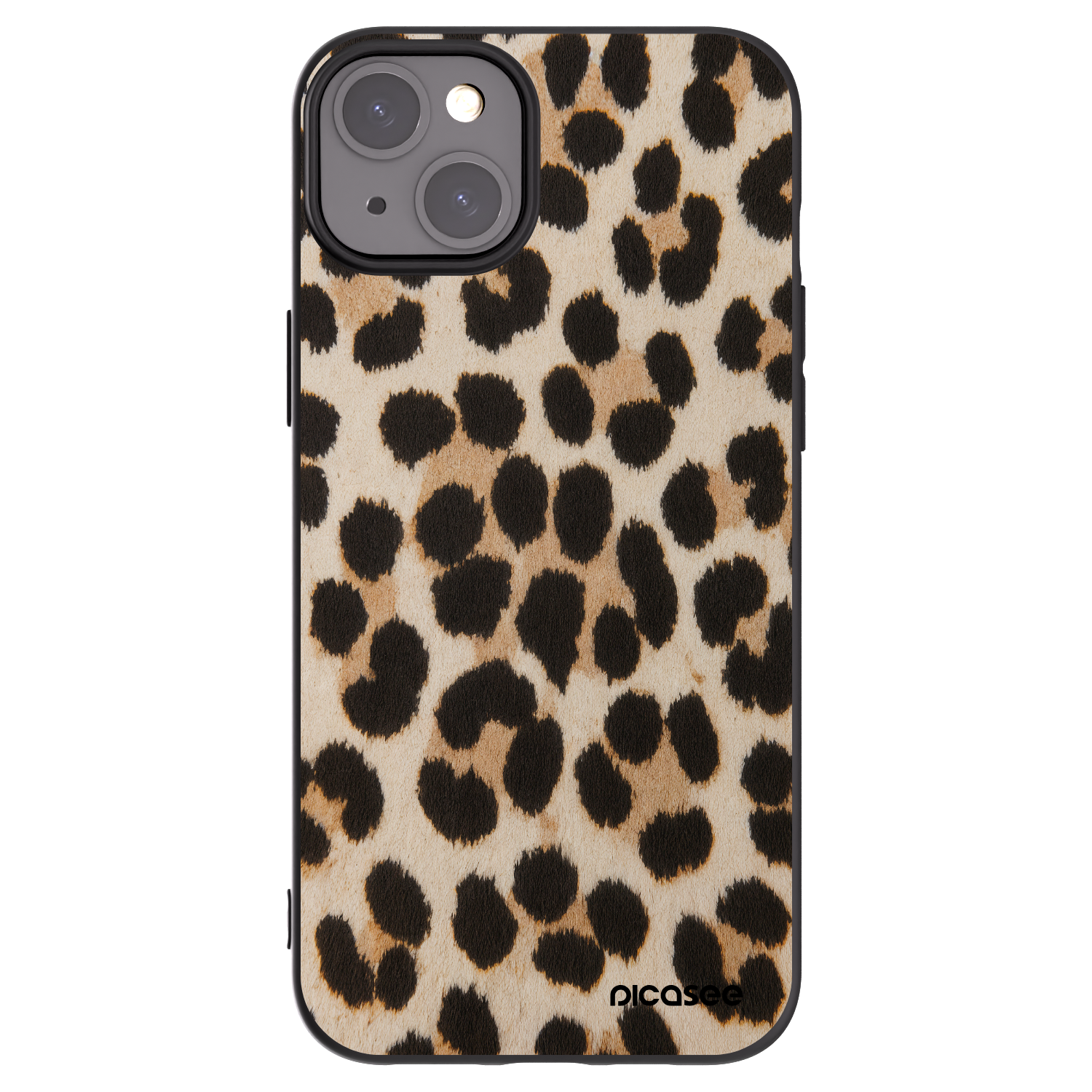 Picasee Μαύρη θήκη σιλικόνης για Apple iPhone 15 Plus - Brown Tiger