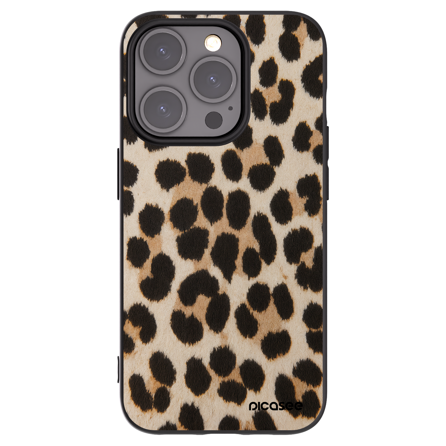 Picasee Μαύρη θήκη σιλικόνης για Apple iPhone 15 Pro - Brown Tiger