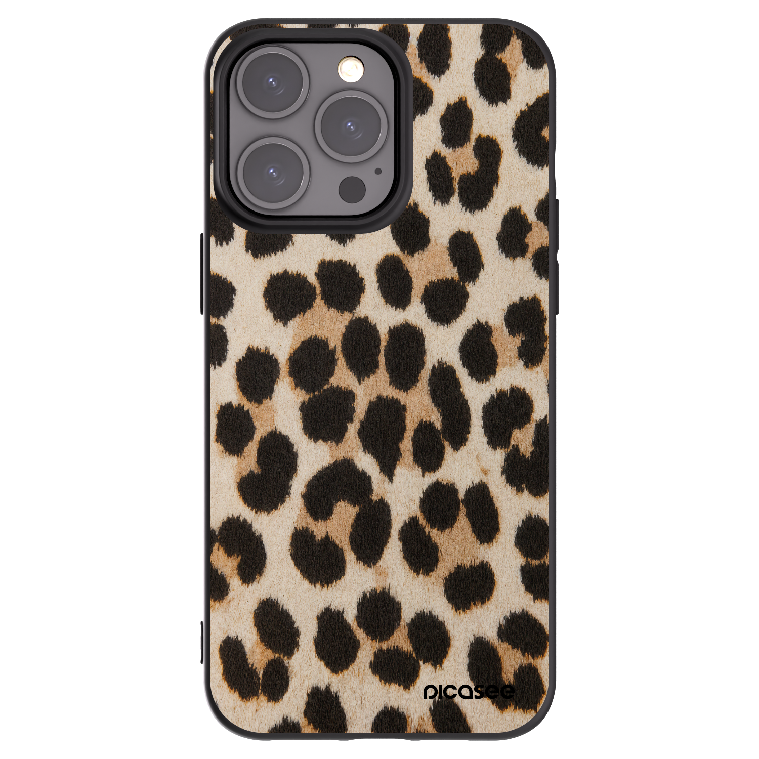 Picasee Μαύρη θήκη σιλικόνης για Apple iPhone 15 Pro Max - Brown Tiger