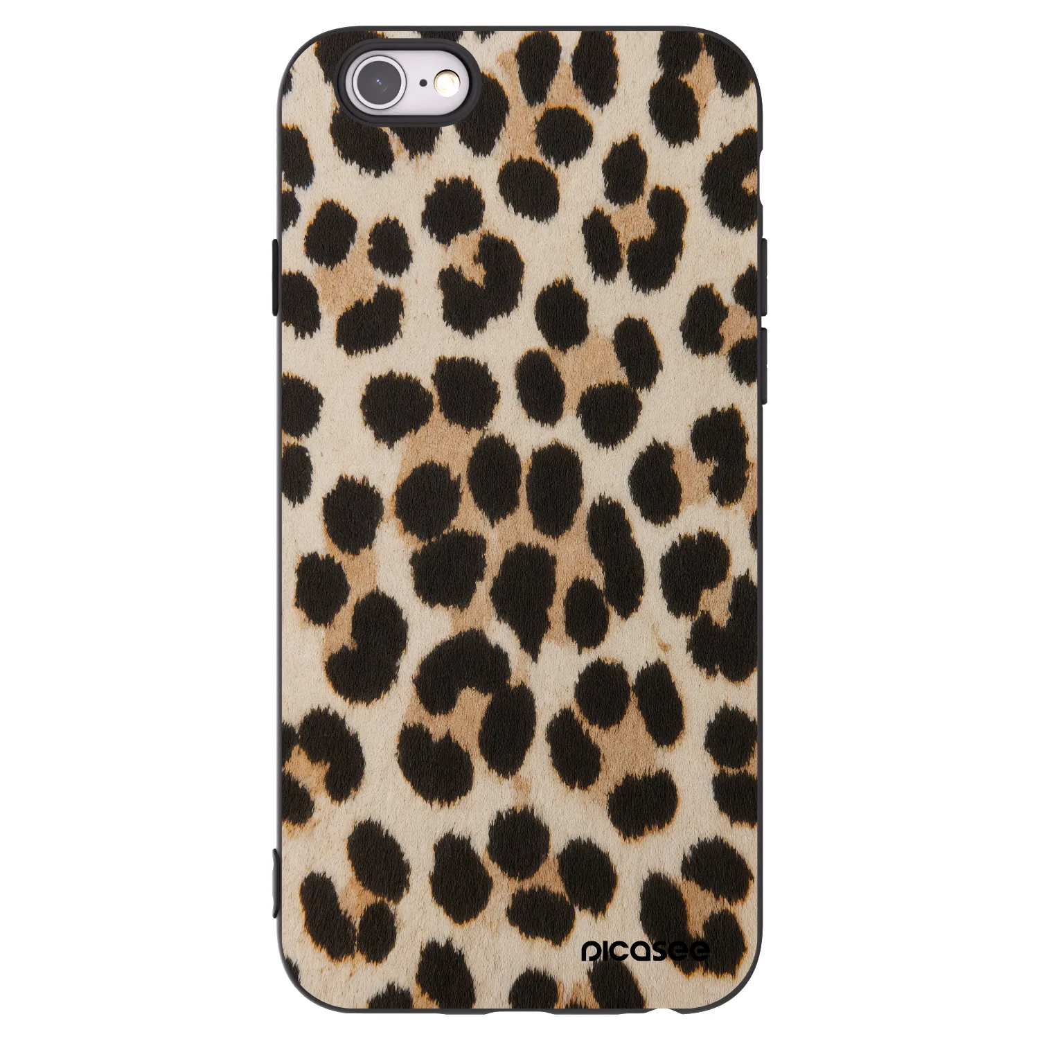 Picasee Μαύρη θήκη σιλικόνης για Apple iPhone 6/6S - Brown Tiger