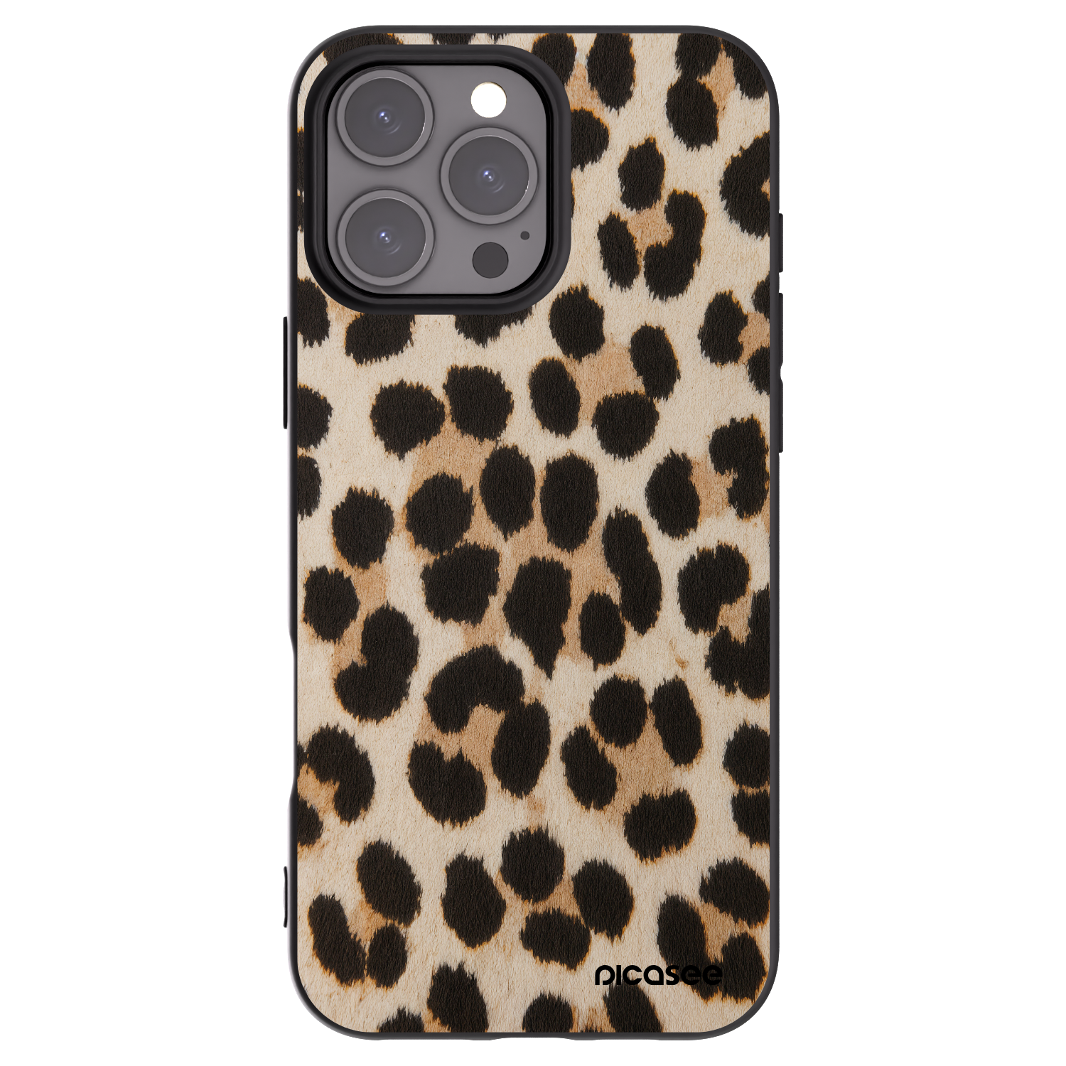 Picasee Μαύρη θήκη σιλικόνης για Apple iPhone 16 Pro Max - Brown Tiger
