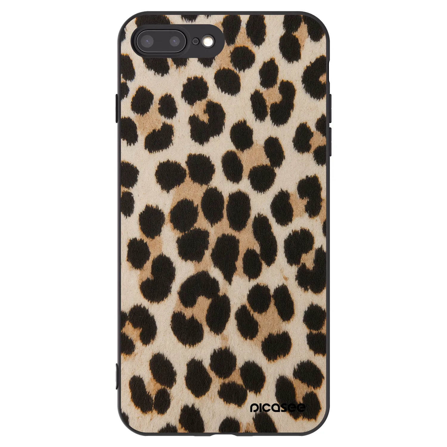 Picasee Μαύρη θήκη σιλικόνης για Apple iPhone 8 Plus - Brown Tiger