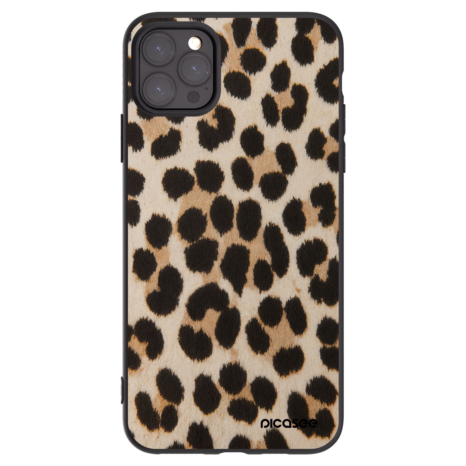 Picasee Μαύρη θήκη σιλικόνης για Apple iPhone 11 Pro Max - Brown Tiger