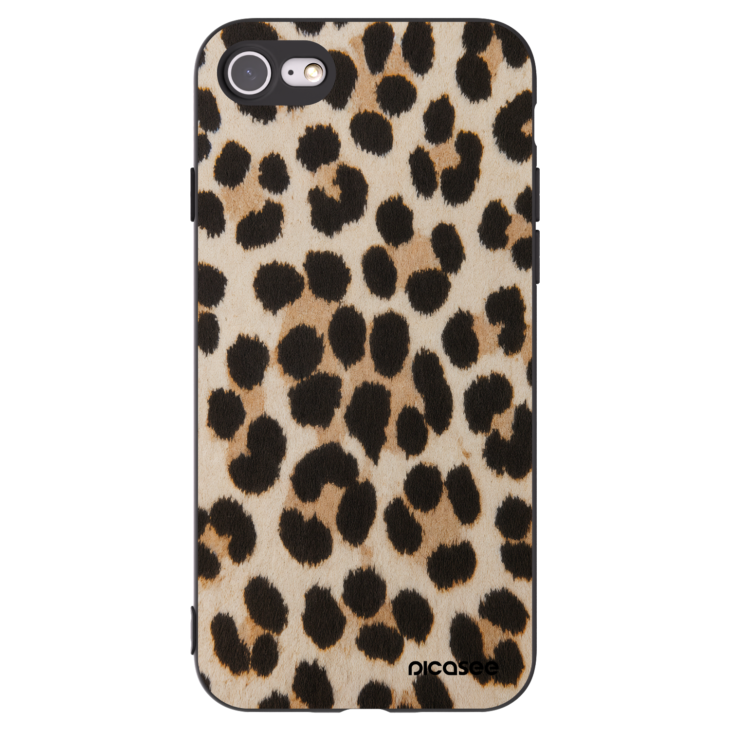 Picasee Μαύρη θήκη σιλικόνης για Apple iPhone SE 2020 - Brown Tiger