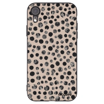 Picasee Μαύρη θήκη σιλικόνης για Apple iPhone XR - Dots