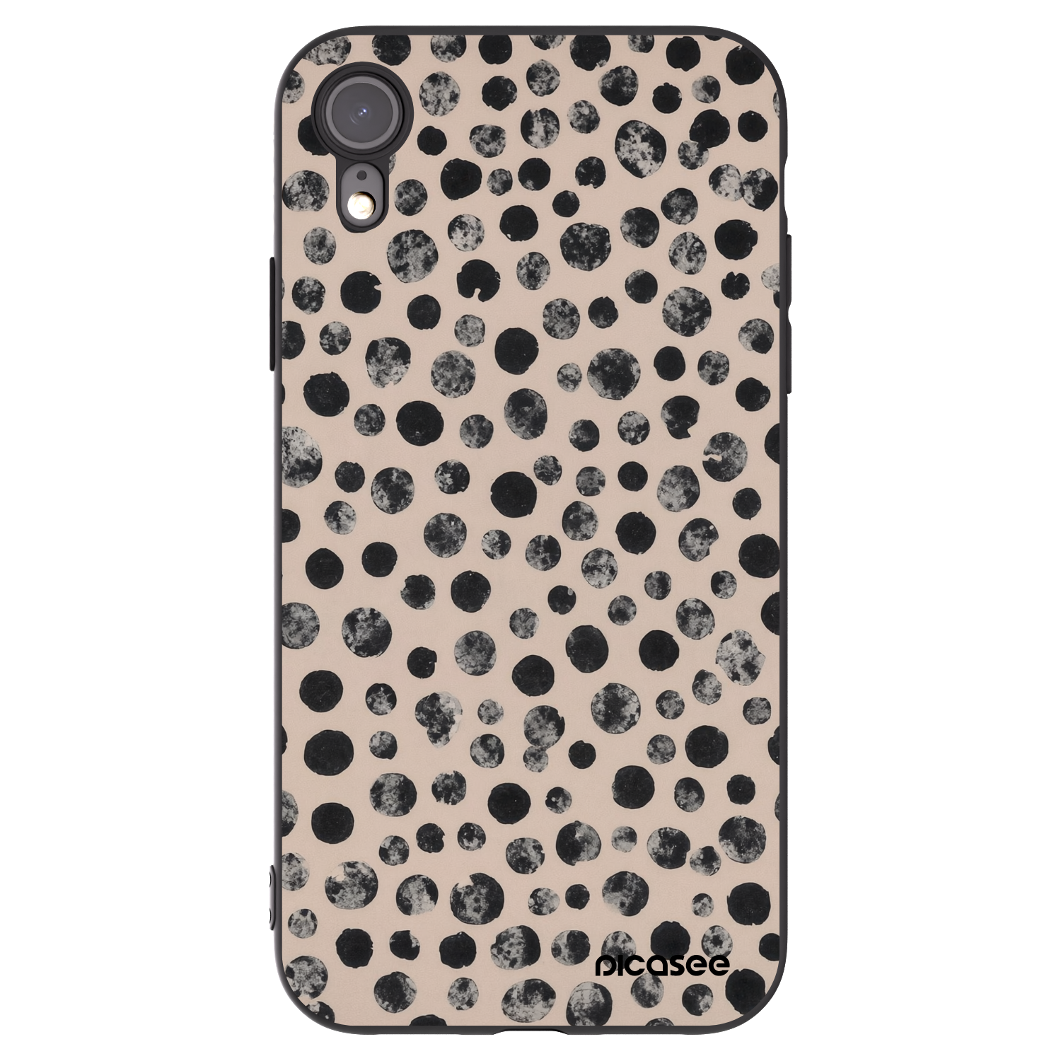 Picasee Μαύρη θήκη σιλικόνης για Apple iPhone XR - Dots