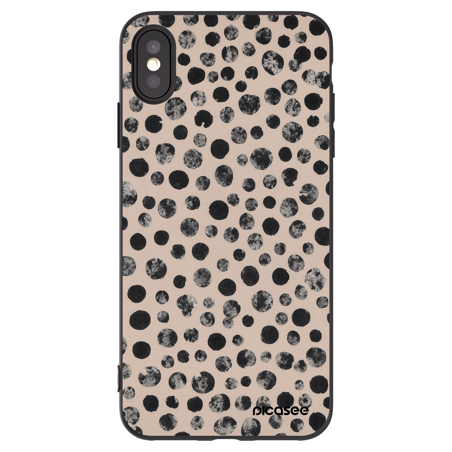 Picasee Μαύρη θήκη σιλικόνης για Apple iPhone XS Max - Dots