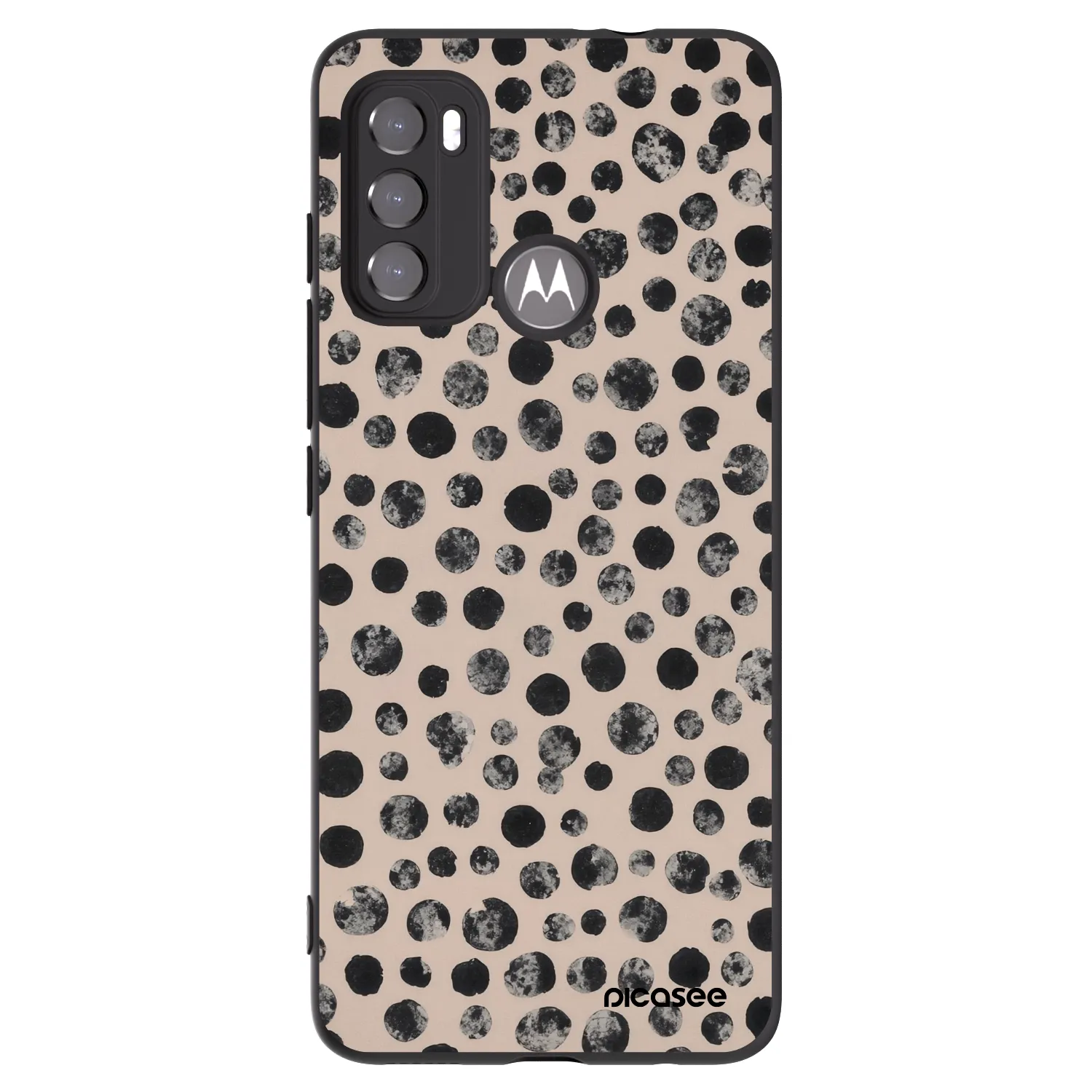 Picasee Μαύρη θήκη σιλικόνης για Motorola Moto G60 - Dots