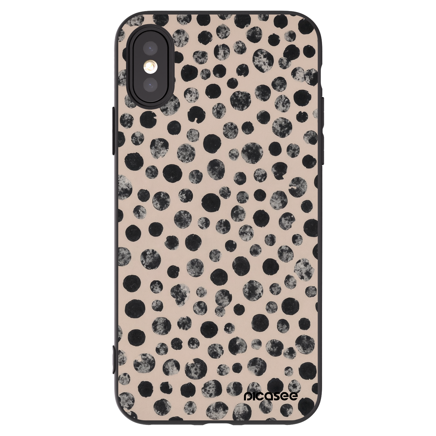 Picasee Μαύρη θήκη σιλικόνης για Apple iPhone X/XS - Dots