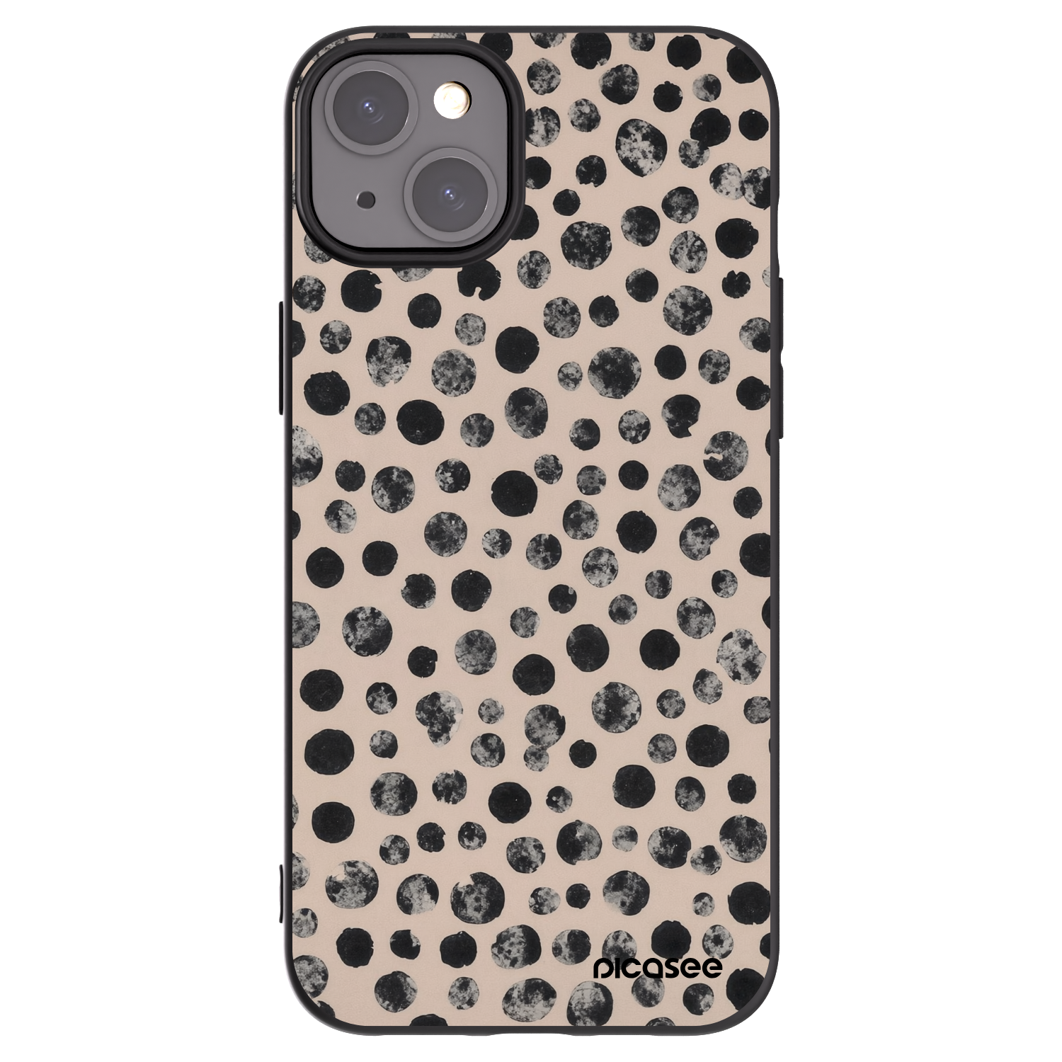 Picasee Μαύρη θήκη σιλικόνης για Apple iPhone 15 Plus - Dots