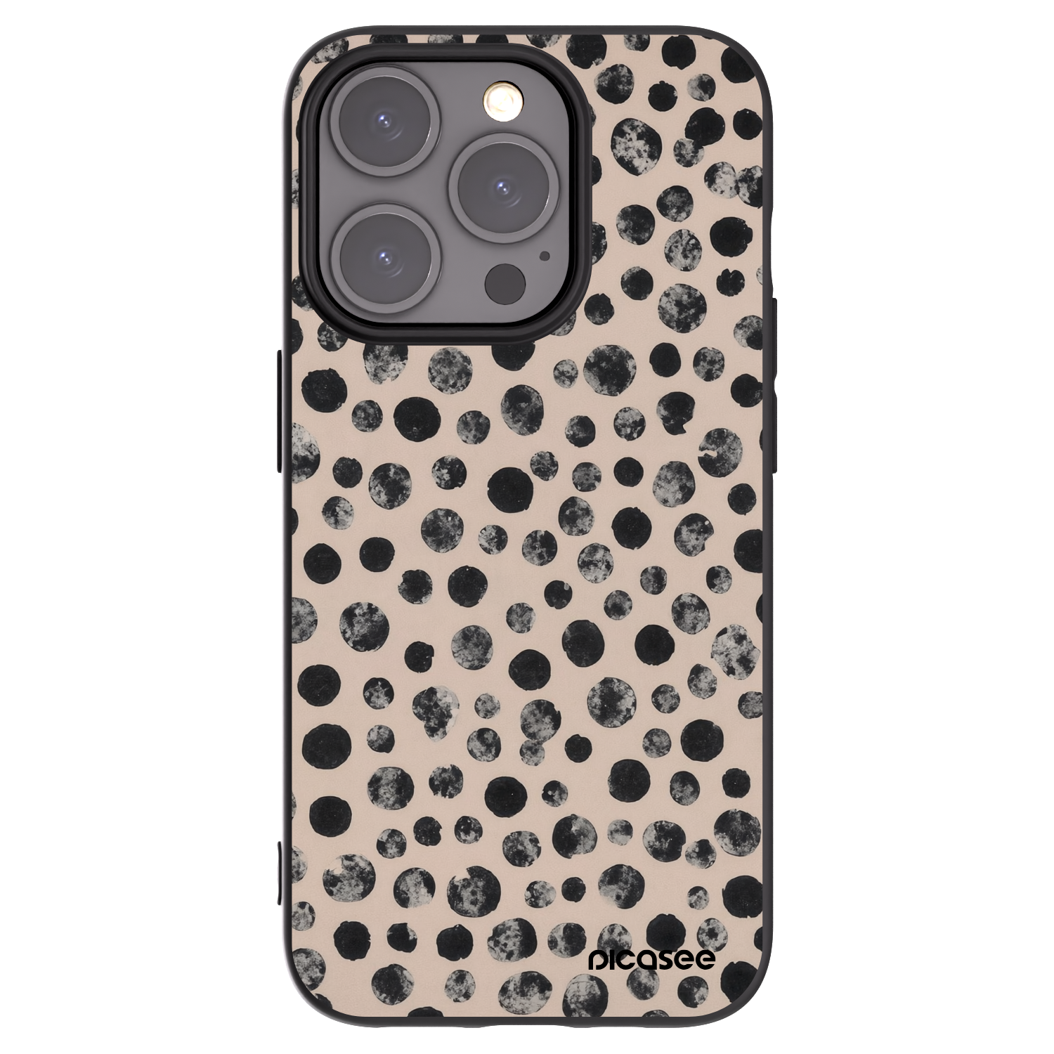 Picasee Μαύρη θήκη σιλικόνης για Apple iPhone 15 Pro - Dots