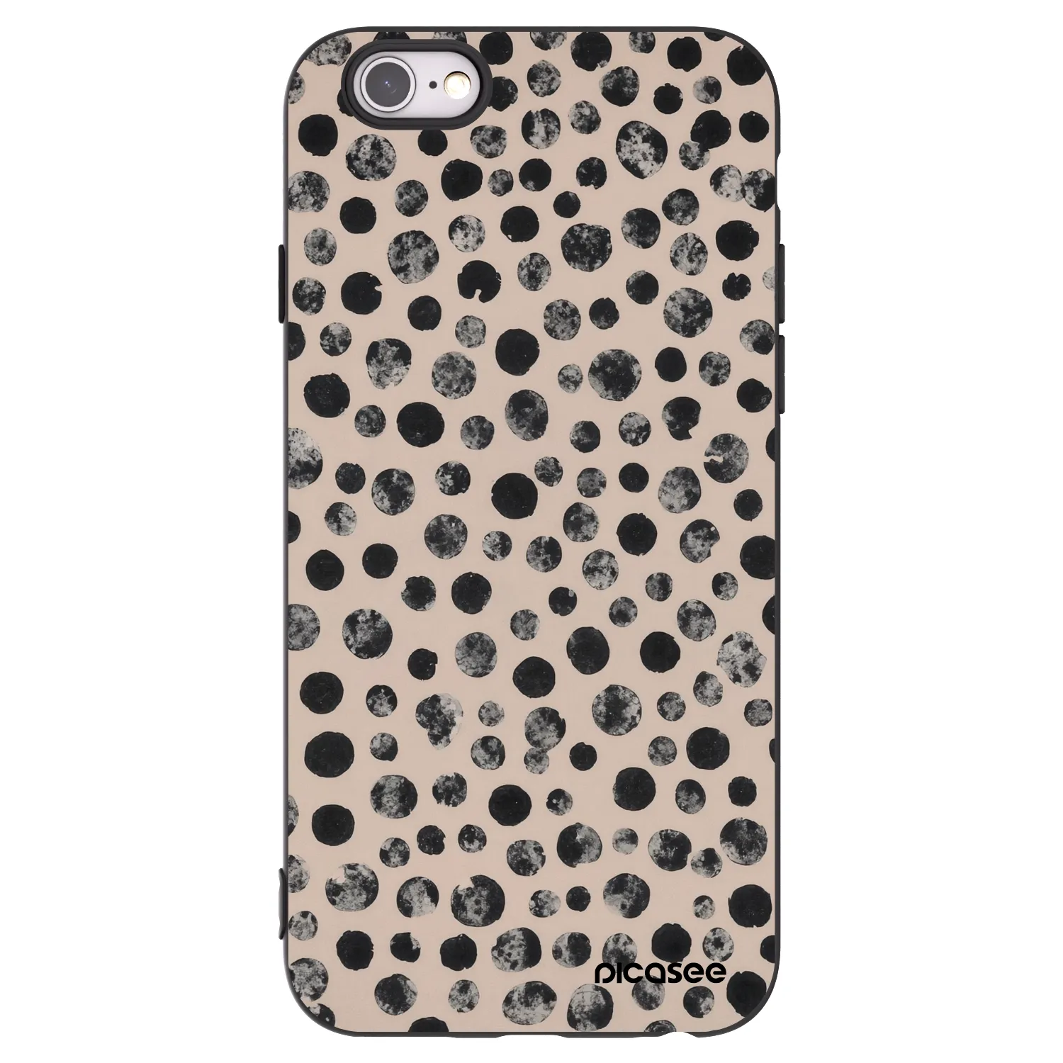 Picasee Μαύρη θήκη σιλικόνης για Apple iPhone 6/6S - Dots