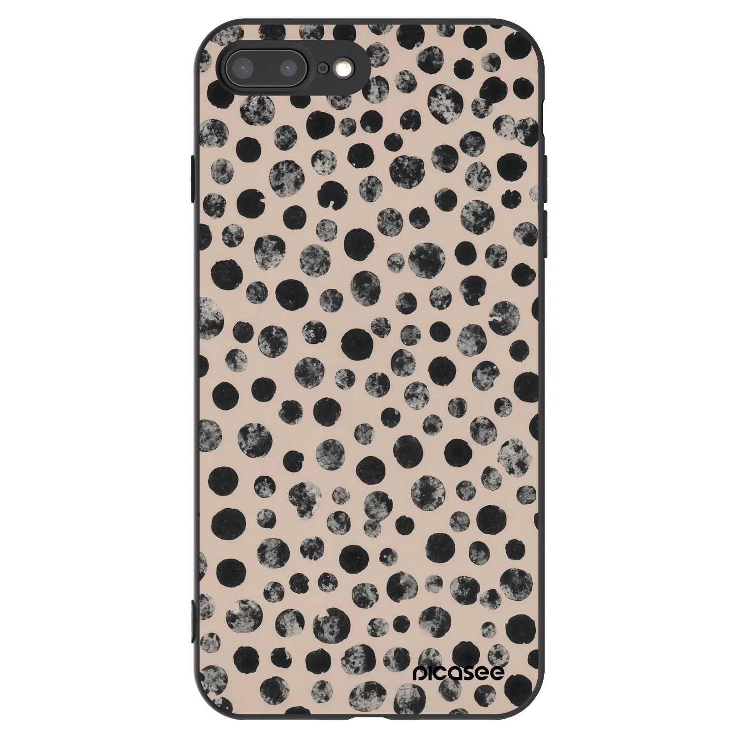 Picasee Μαύρη θήκη σιλικόνης για Apple iPhone 8 Plus - Dots