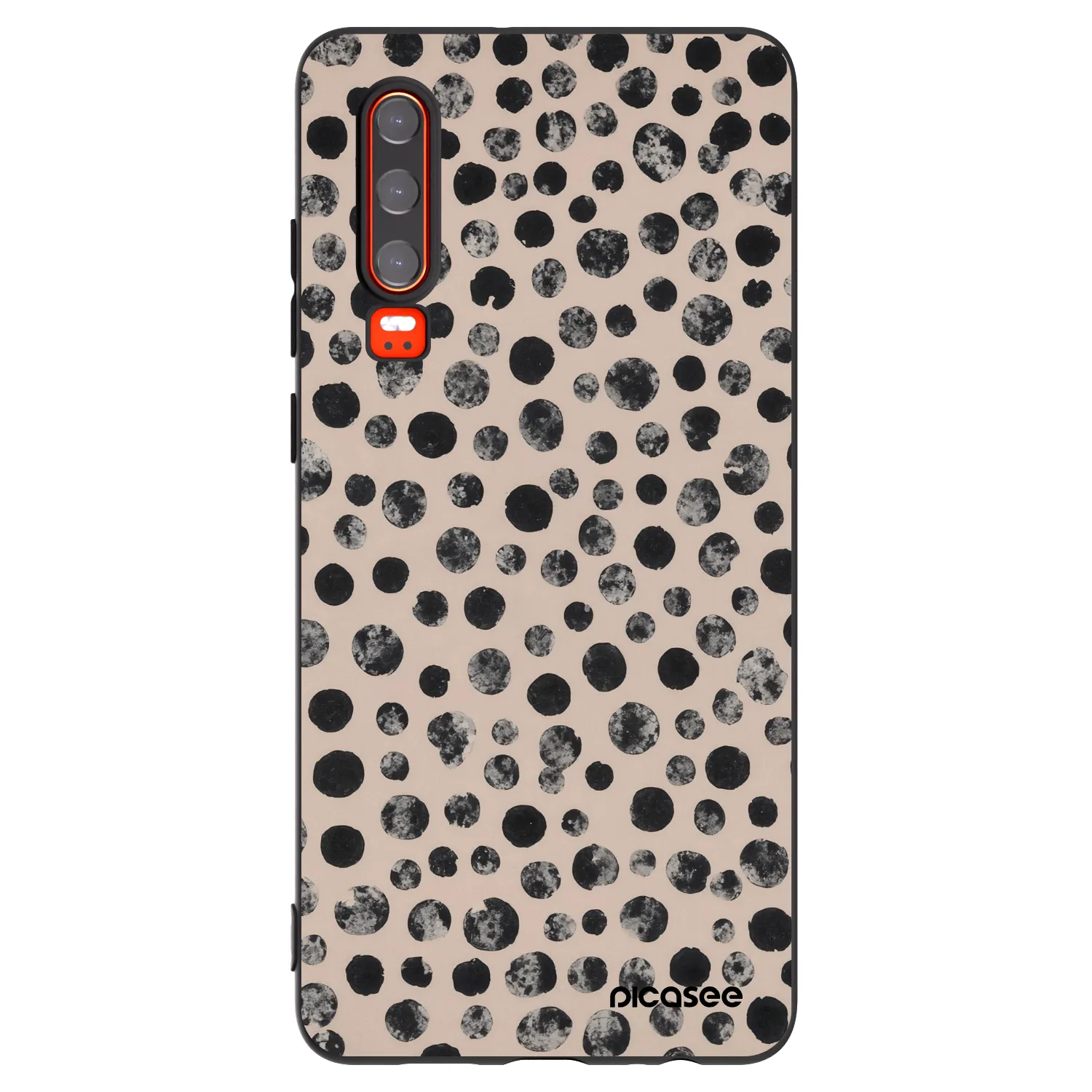 Picasee Μαύρη θήκη σιλικόνης για Huawei P30 - Dots
