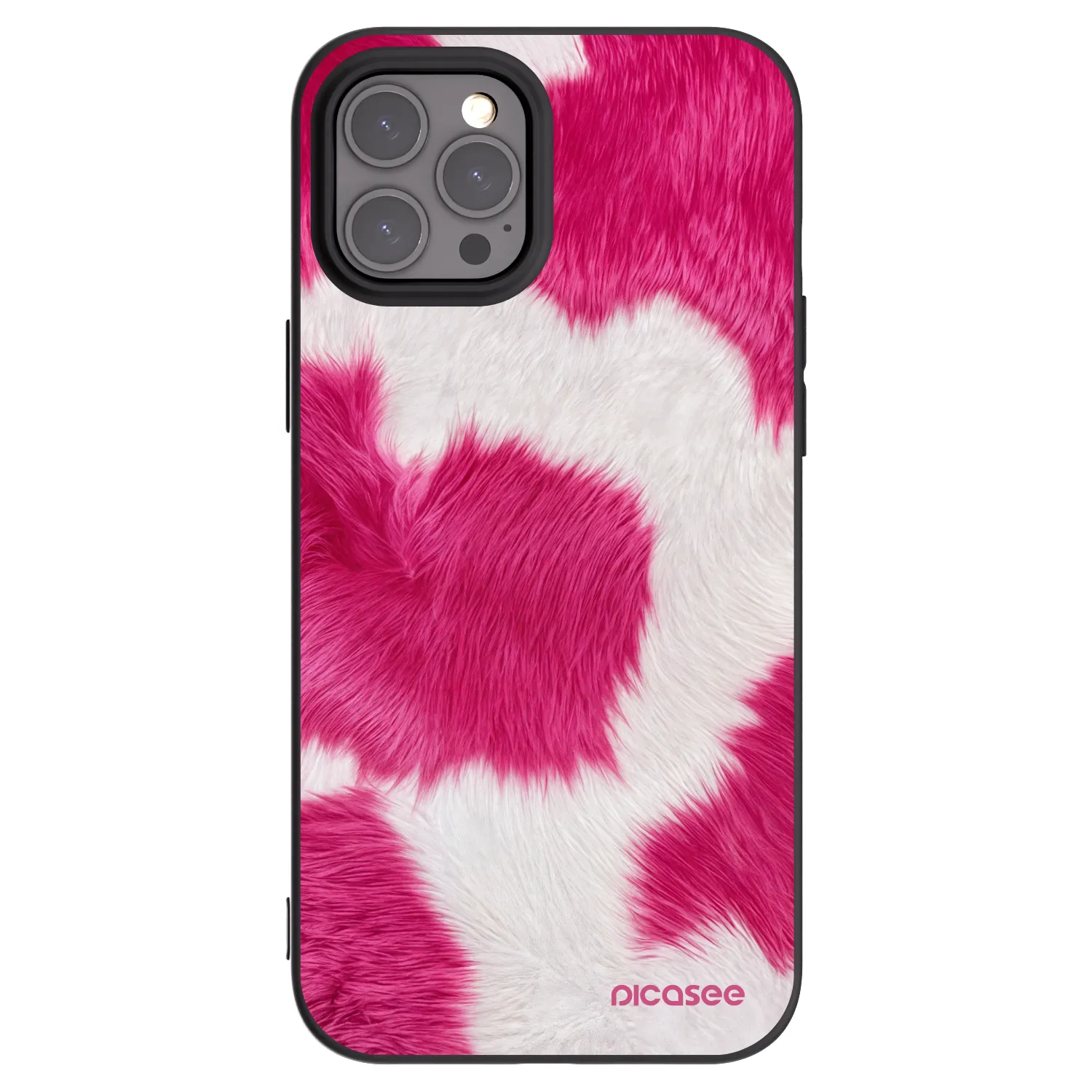 Picasee Μαύρη θήκη σιλικόνης για Apple iPhone 12 Pro Max - Pink Moo