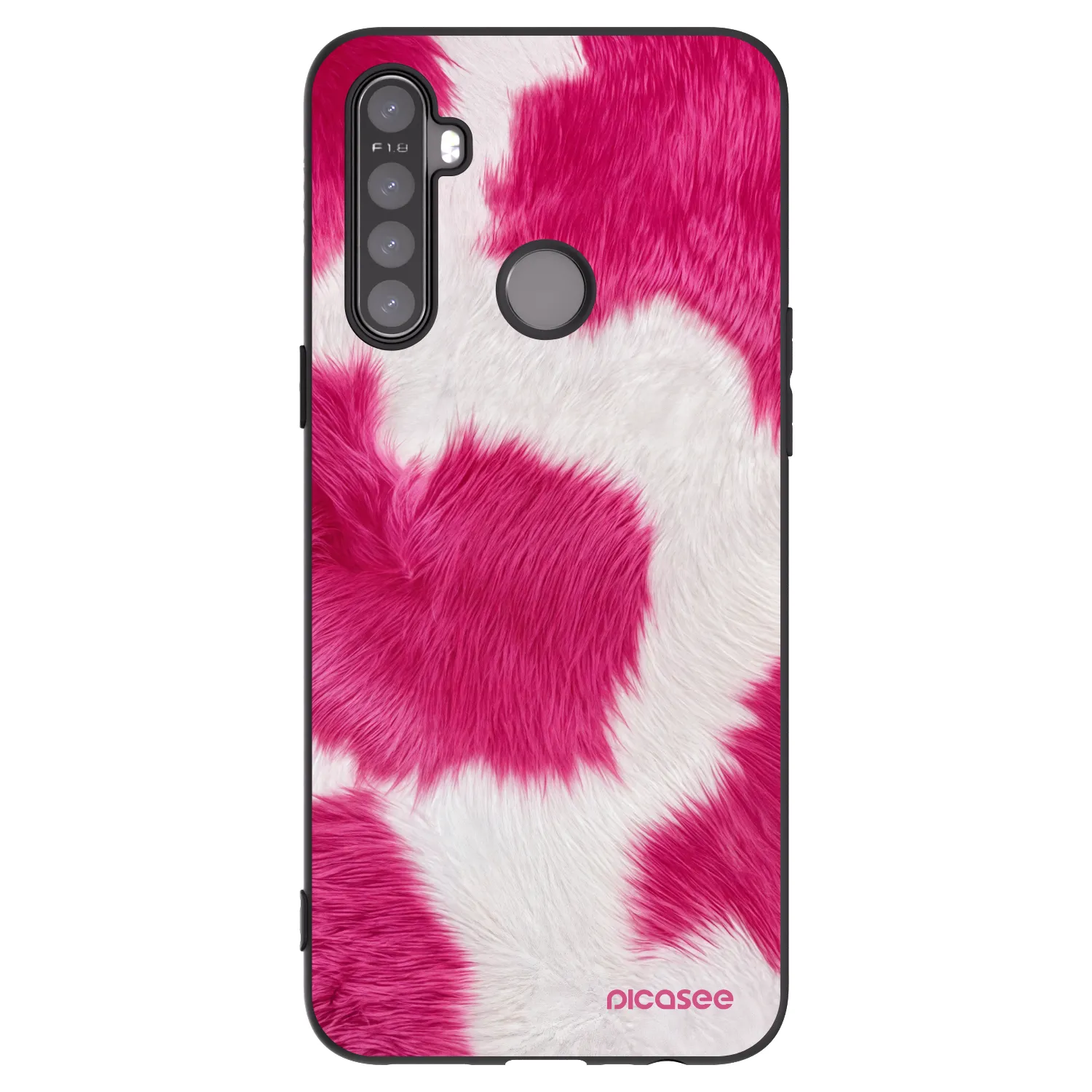Picasee Μαύρη θήκη σιλικόνης για Realme 5 - Pink Moo