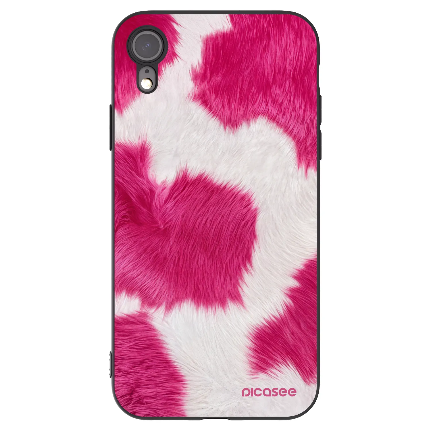 Picasee Μαύρη θήκη σιλικόνης για Apple iPhone XR - Pink Moo