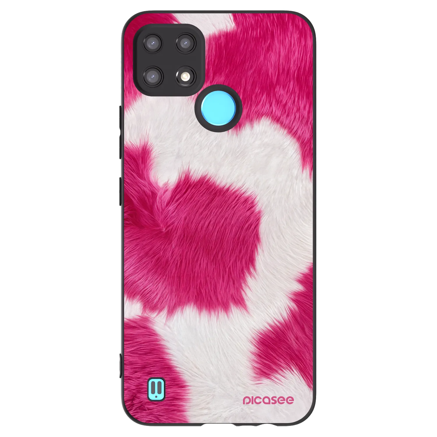 Picasee Μαύρη θήκη σιλικόνης για Realme C21 - Pink Moo
