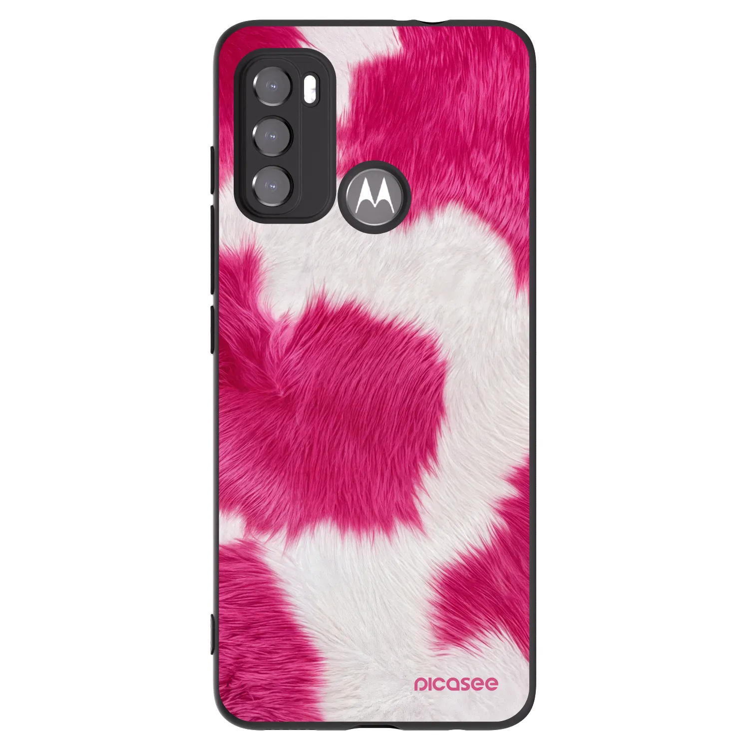 Picasee Μαύρη θήκη σιλικόνης για Motorola Moto G60 - Pink Moo