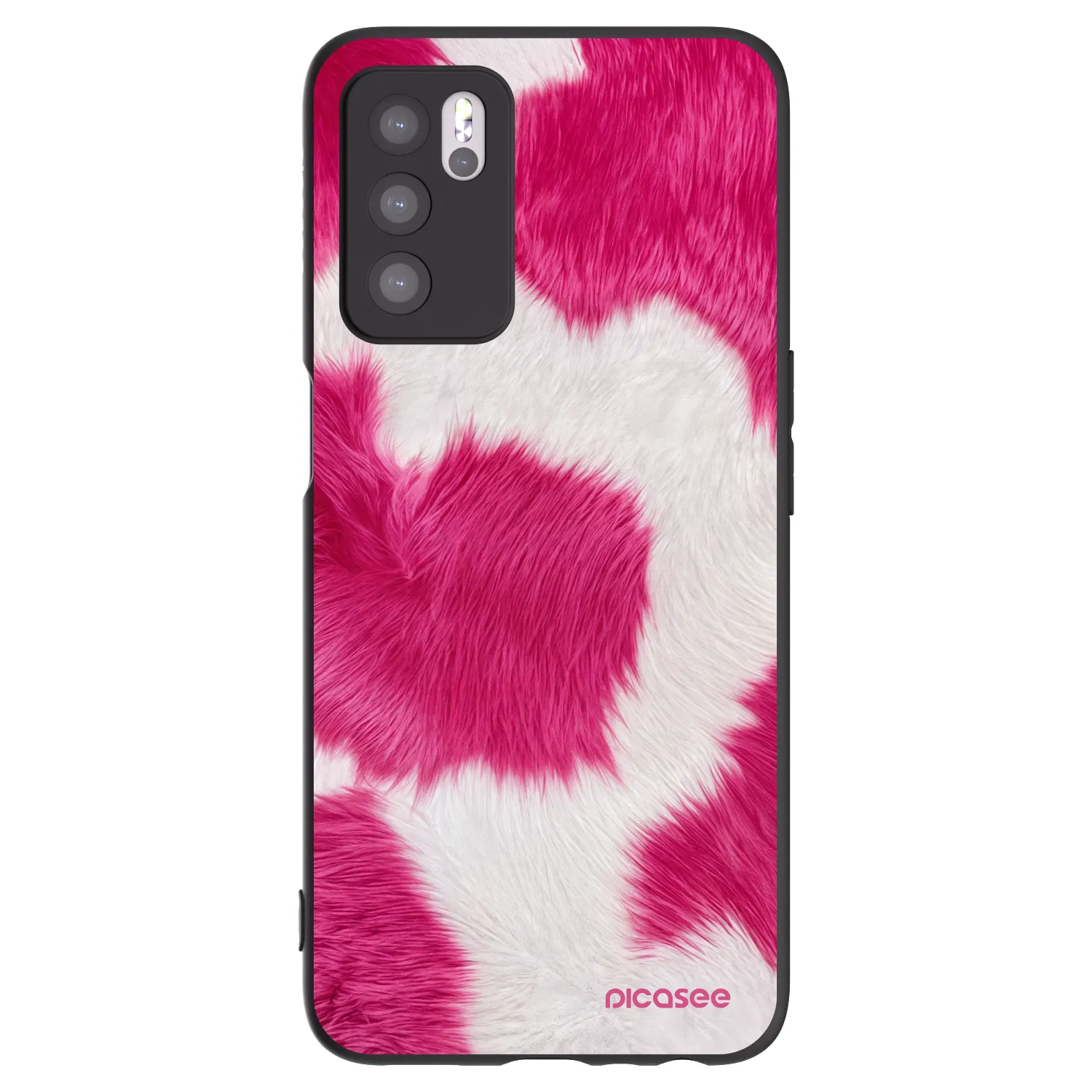 Picasee Μαύρη θήκη σιλικόνης για OPPO A16 - Pink Moo