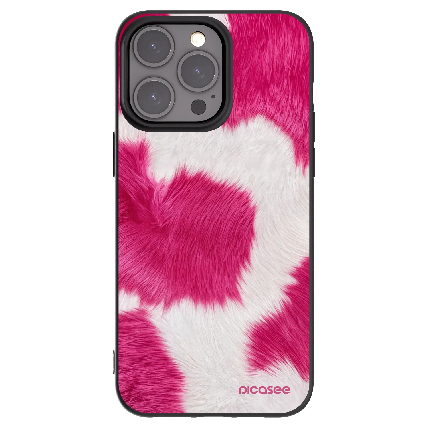 Picasee Μαύρη θήκη σιλικόνης για Apple iPhone 15 Pro Max - Pink Moo