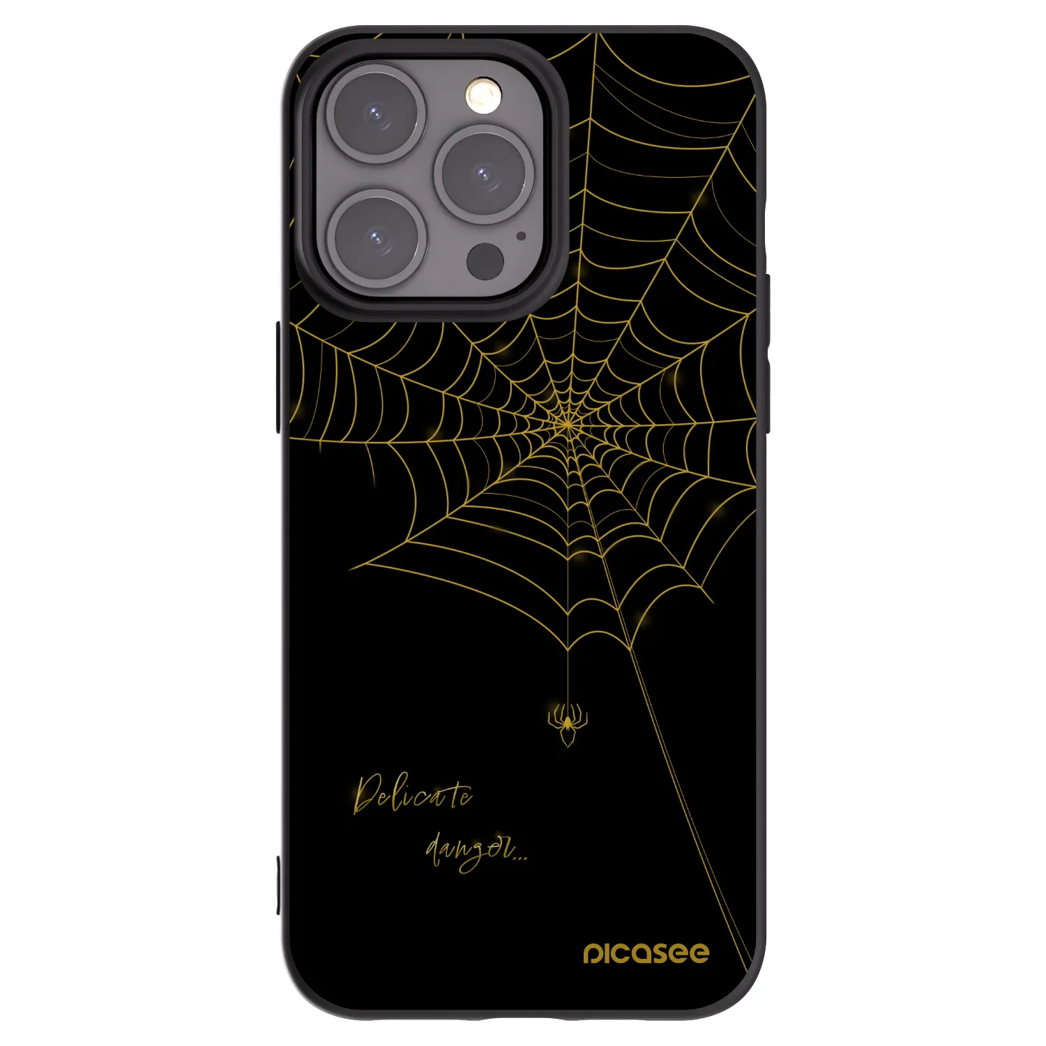 Picasee Μαύρη θήκη σιλικόνης για Apple iPhone 15 Pro Max - Delicate danger