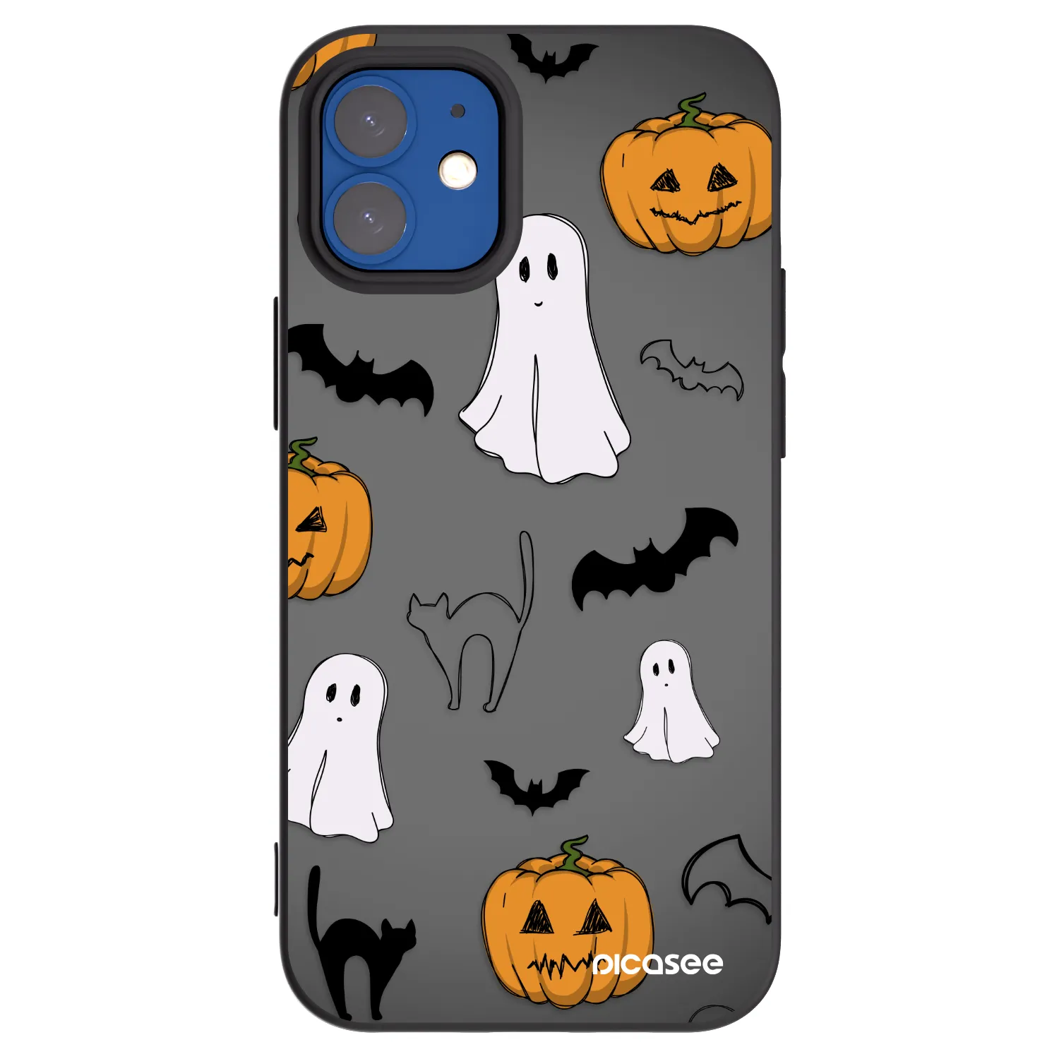 Picasee Μαύρη θήκη σιλικόνης για Apple iPhone 12 mini - Spooky crew