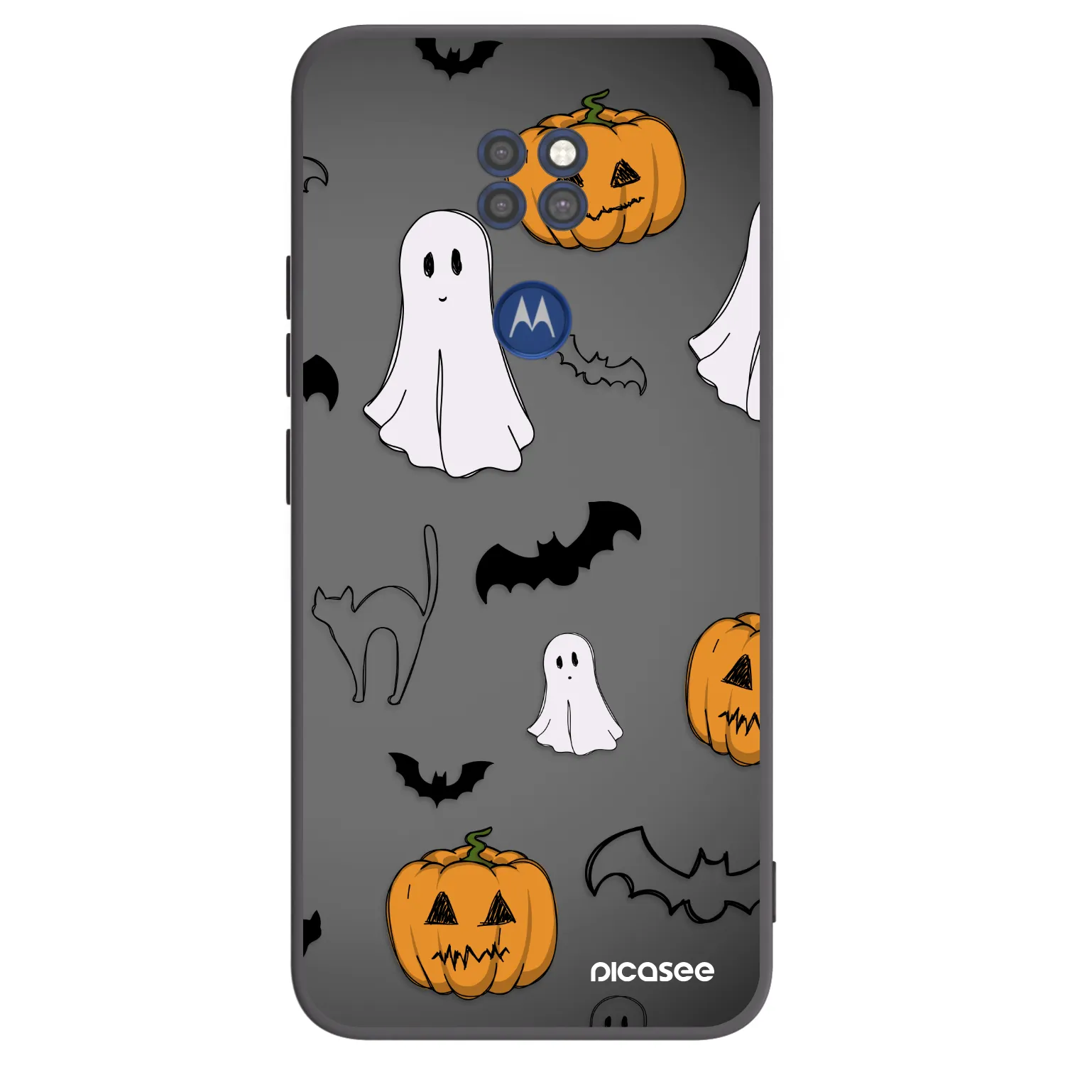 Picasee Μαύρη θήκη σιλικόνης για Motorola Moto G9 Play - Spooky crew