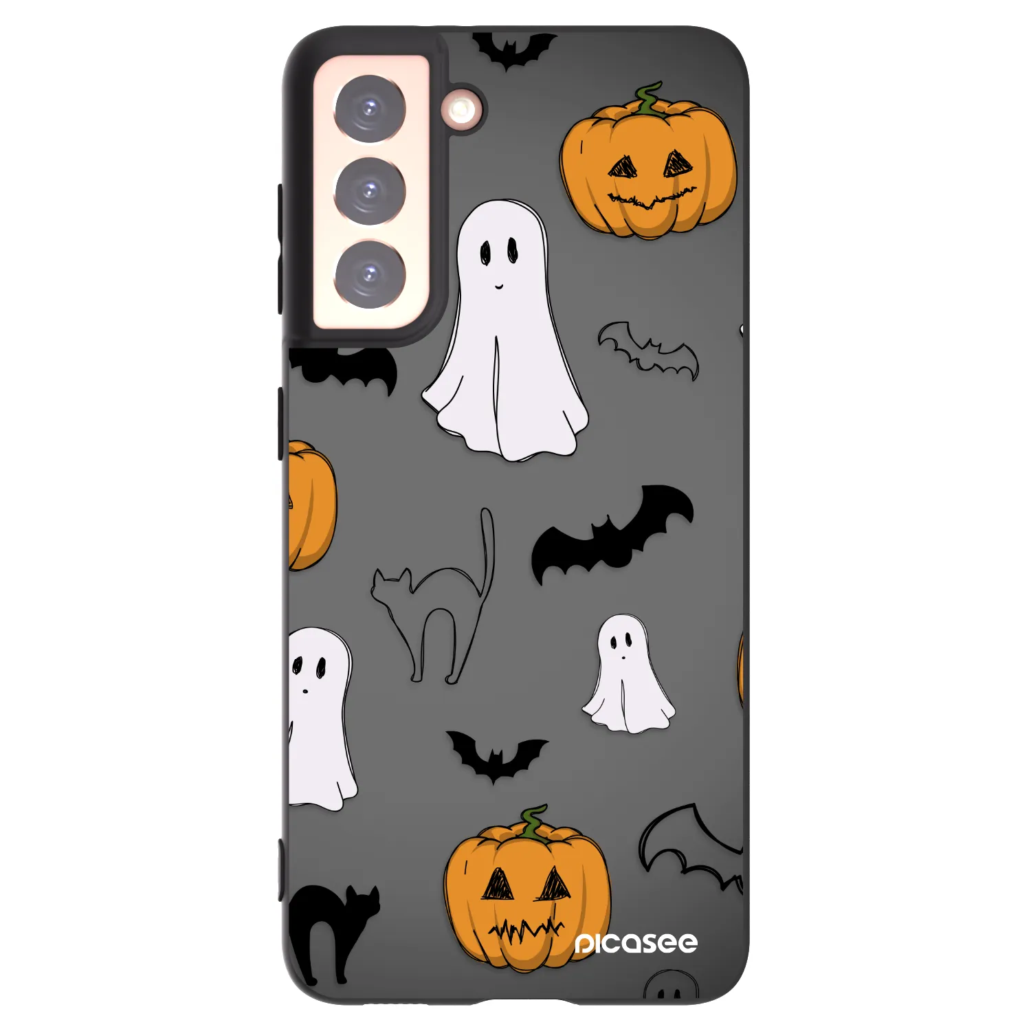 Picasee Μαύρη θήκη σιλικόνης για Samsung Galaxy S21 5G G991B - Spooky crew