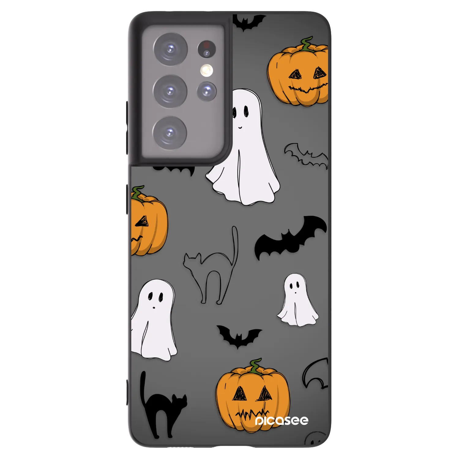 Picasee Μαύρη θήκη σιλικόνης για Samsung Galaxy S21 Ultra 5G G998B - Spooky crew