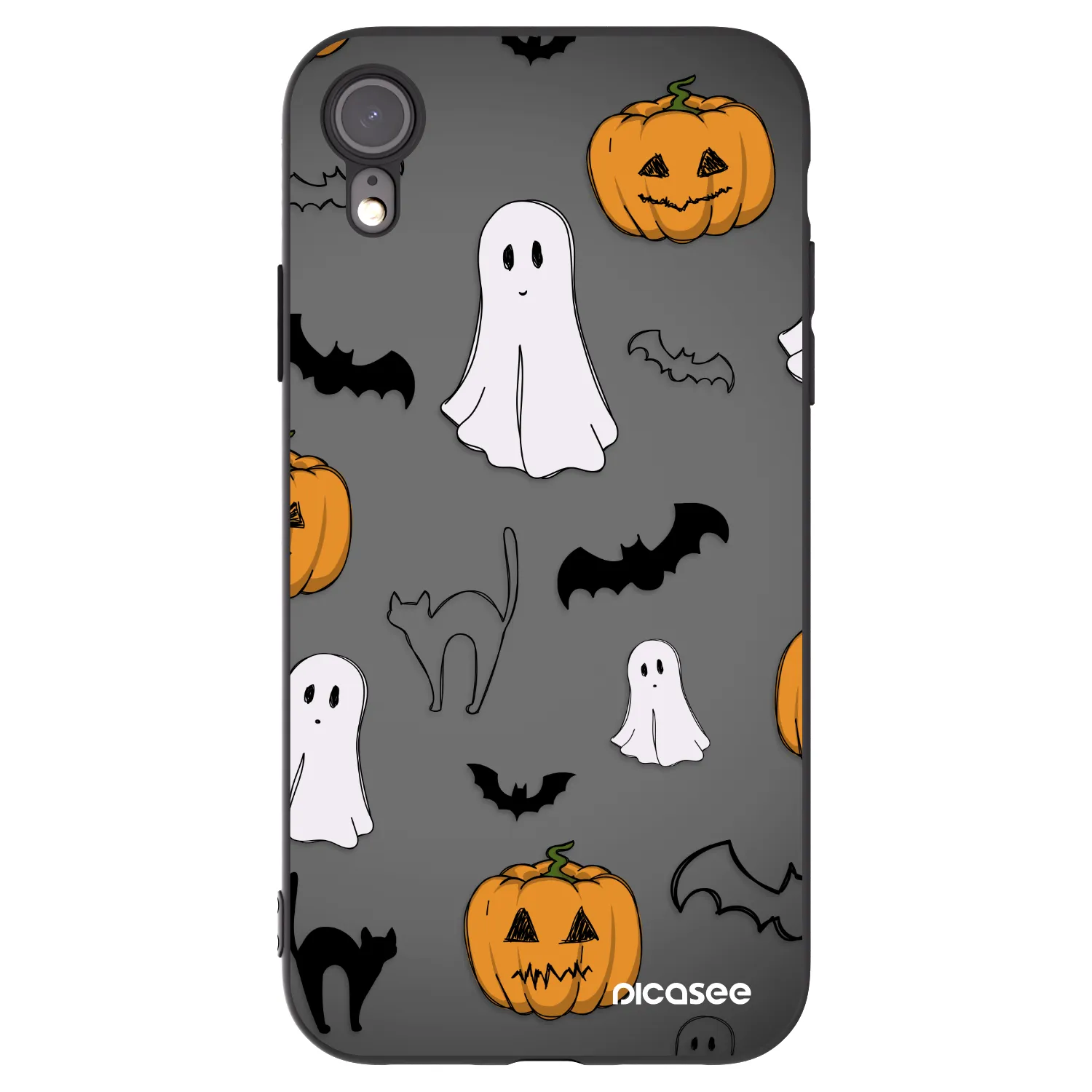 Picasee Μαύρη θήκη σιλικόνης για Apple iPhone XR - Spooky crew